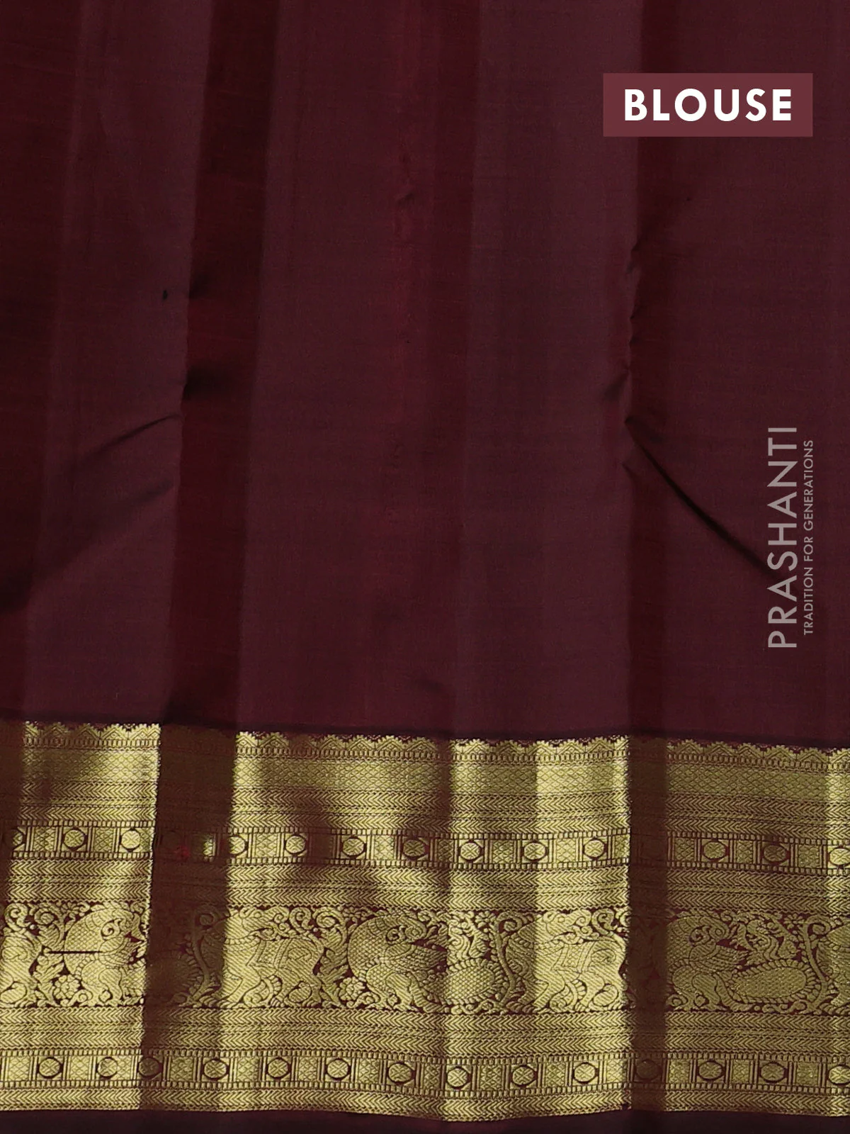 Pure kanchipuram silk saree deep maroon with zari woven buttas and zari woven border - Image 4