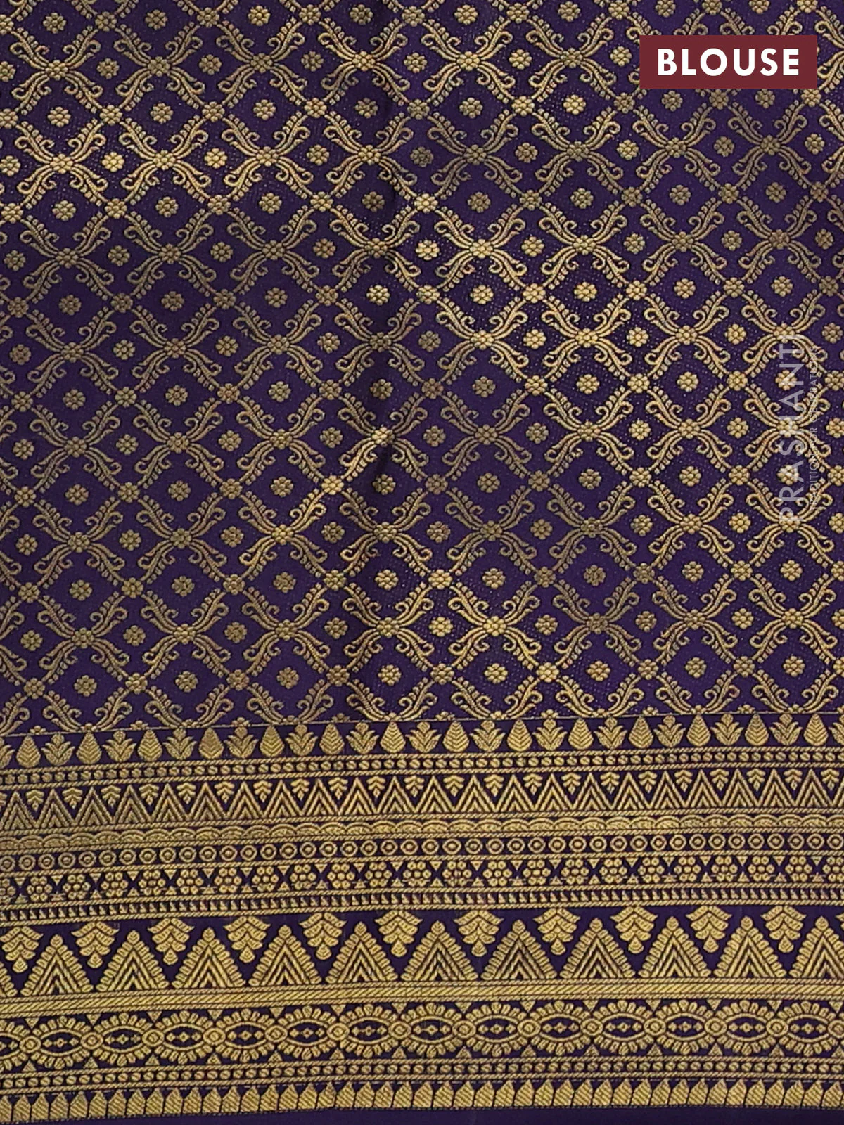 Pure kanchipuram silk saree deep violet with allover zari woven brocade weaves and rich zari woven border - Image 4
