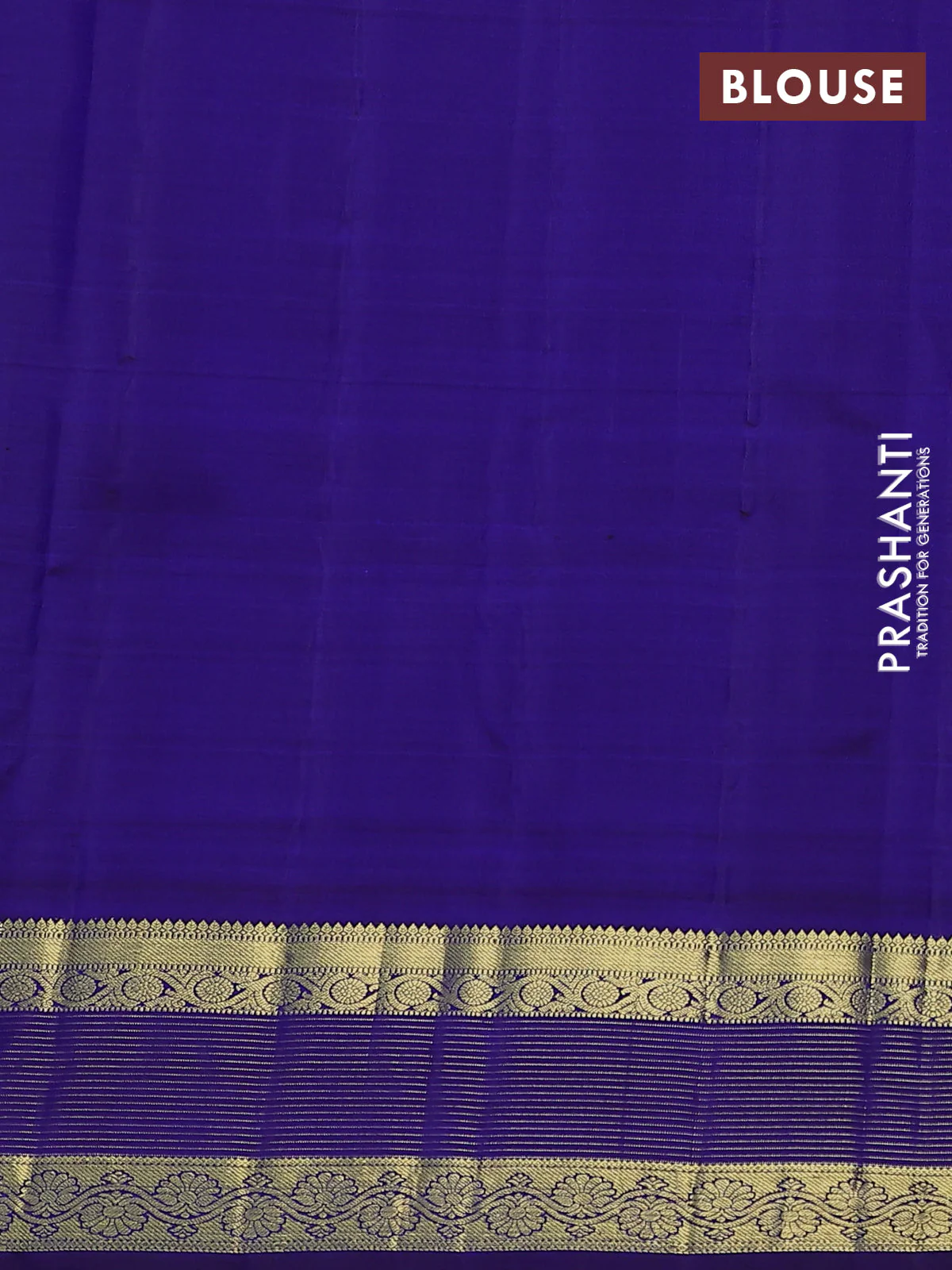 Pure kanchipuram silk saree dual shade of blue and dark blue with zari woven buttas and rich zari woven border - Image 4