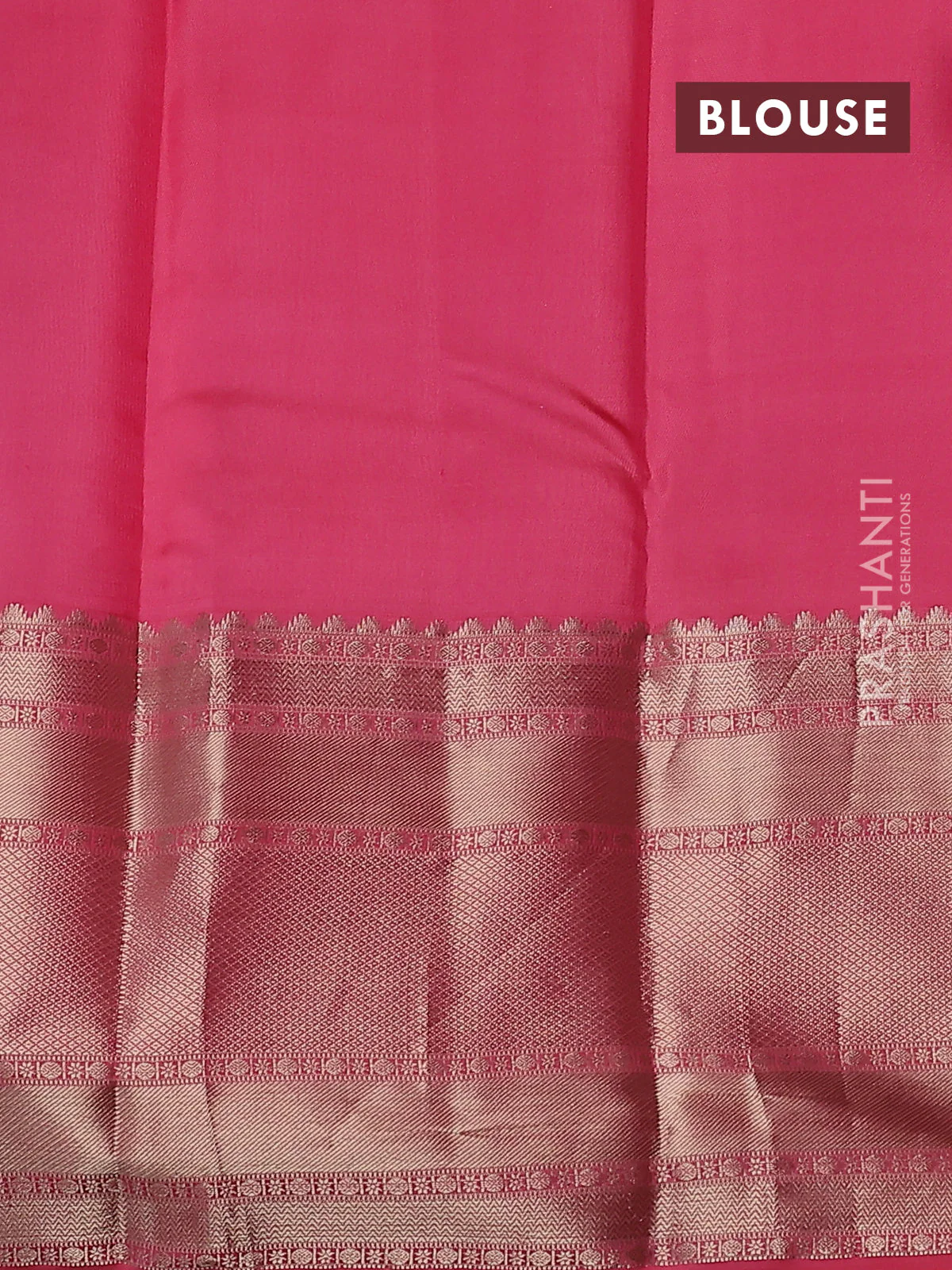 Pure kanchipuram silk saree dual shade of blue and peach pink with allover zari weaves and long zari woven border - Image 3