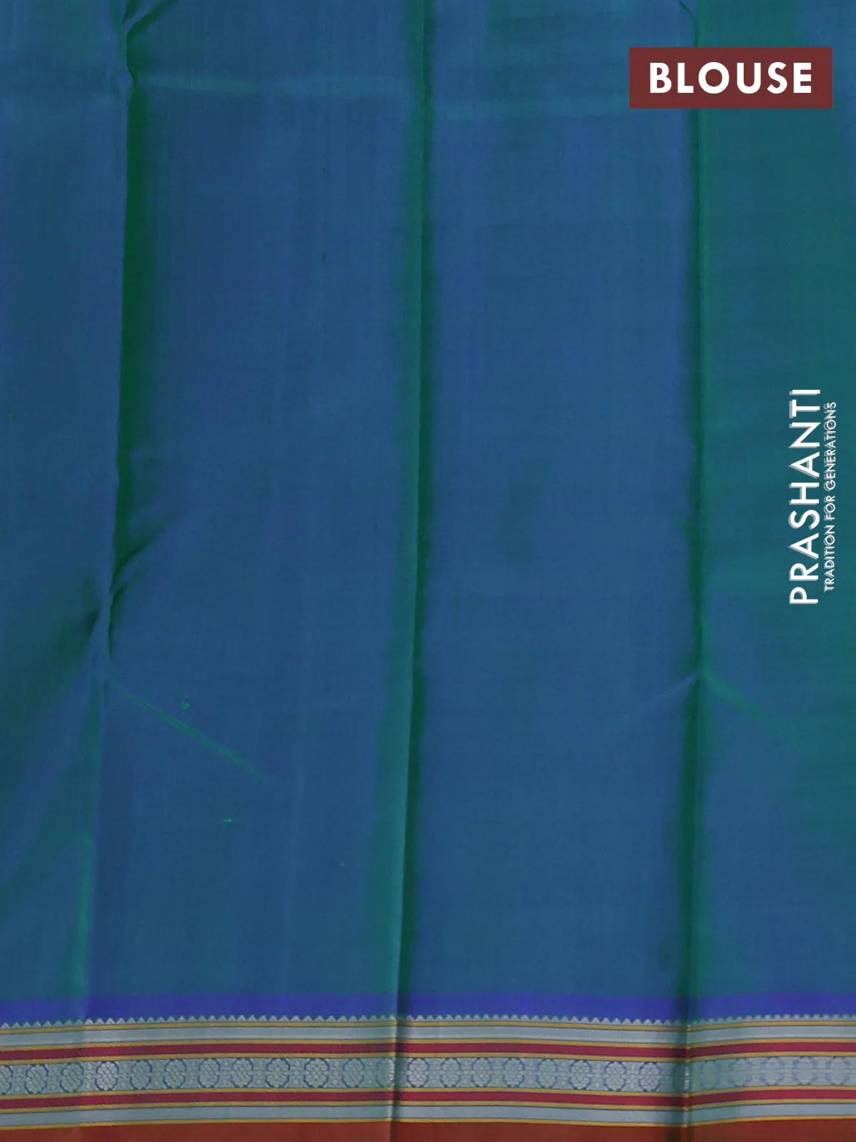 Pure kanchipuram silk saree dual shade of bluish green and dual shade of maroon with thread woven buttas and thread woven border - Image 4