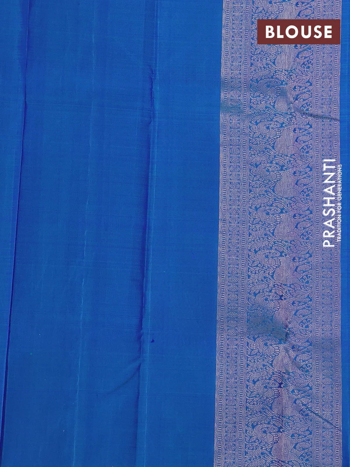 Pure kanchipuram silk saree dual shade of bluish green with allover zari weaves in borderless style - Image 4