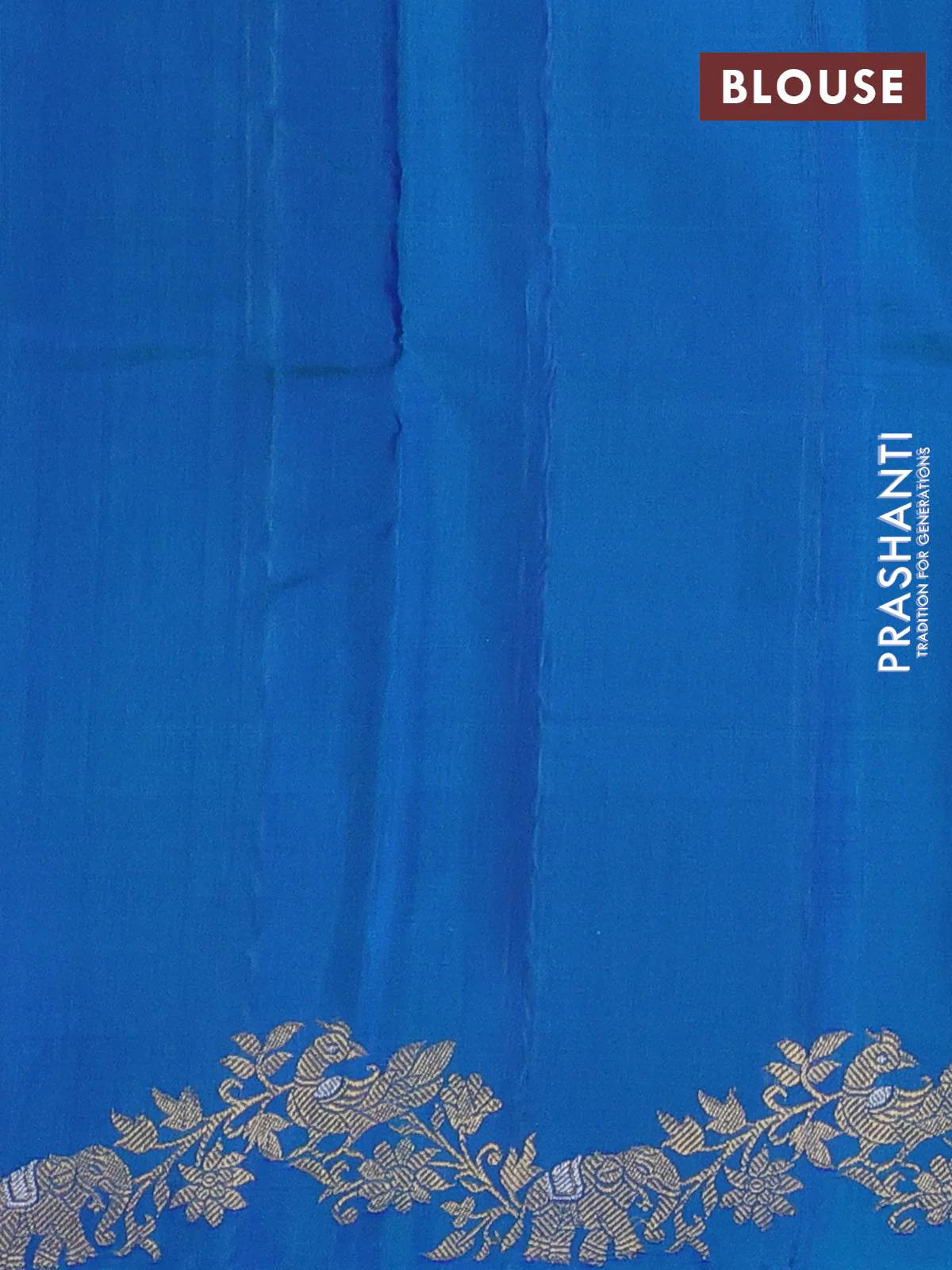 Pure kanchipuram silk saree dual shade of bluish green with zari woven buttas and zari woven border - Image 4