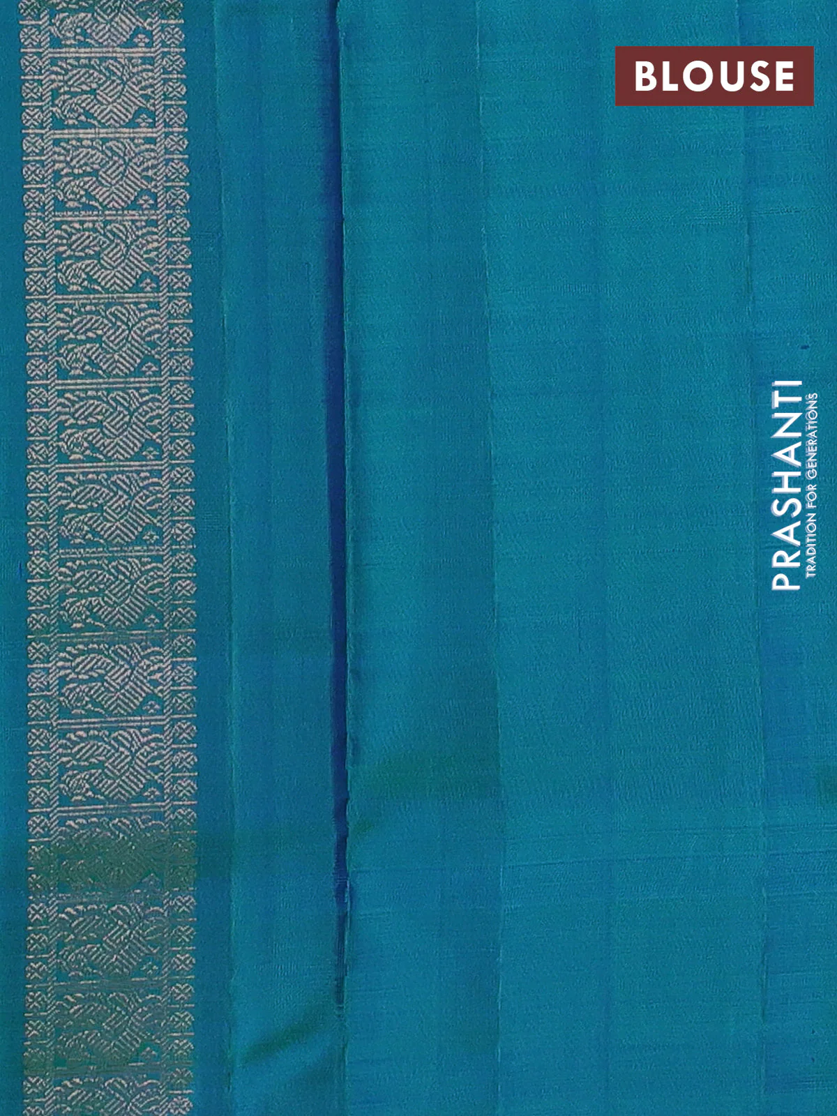 Pure kanchipuram silk saree dual shade of bluish green with zari woven buttas and zari woven border - Image 4