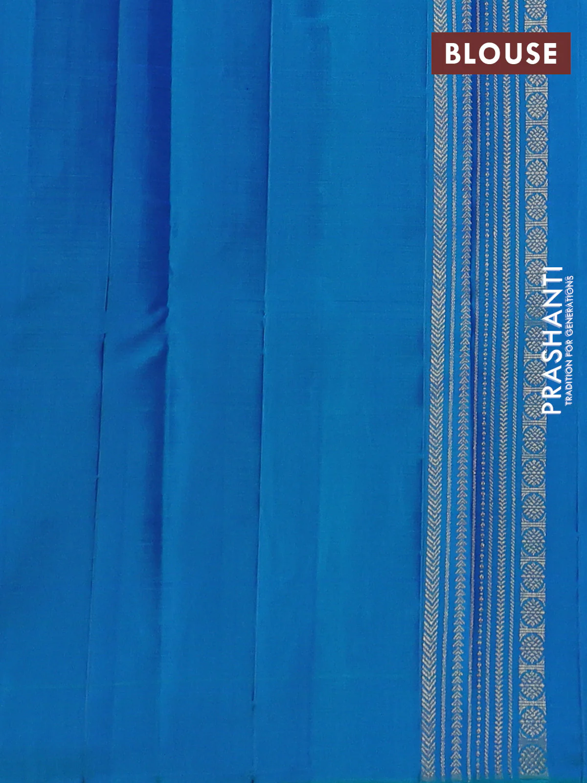 Pure kanchipuram silk saree dual shade of bluish teal green with allover zari weaves in borderless style - Image 4