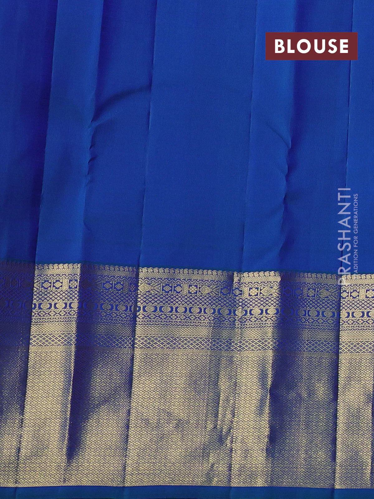 Pure kanchipuram silk saree dual shade of cs blue with zari woven buttas and long zari woven border - Image 5