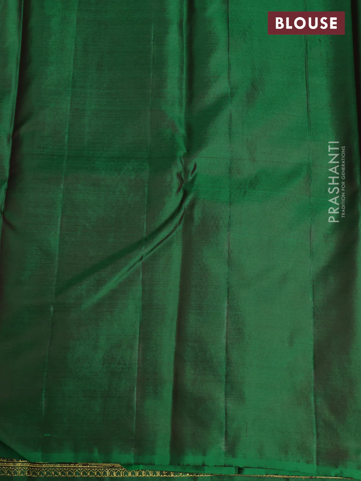 Pure kanchipuram silk saree dual shade of green with floral motifs and long rich zari wover korvai border - Image 10