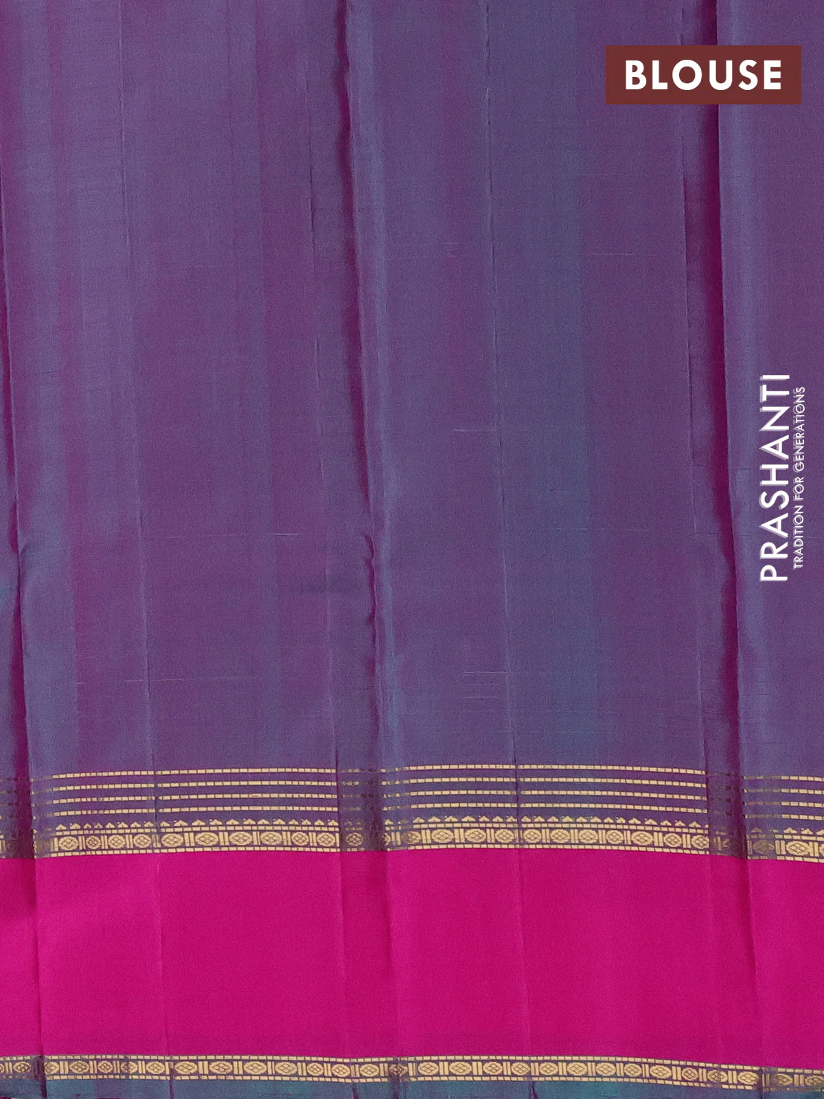 Pure kanchipuram silk saree dual shade of greenish pink and peacock green with plain body and rettapet zari woven border - Image 3