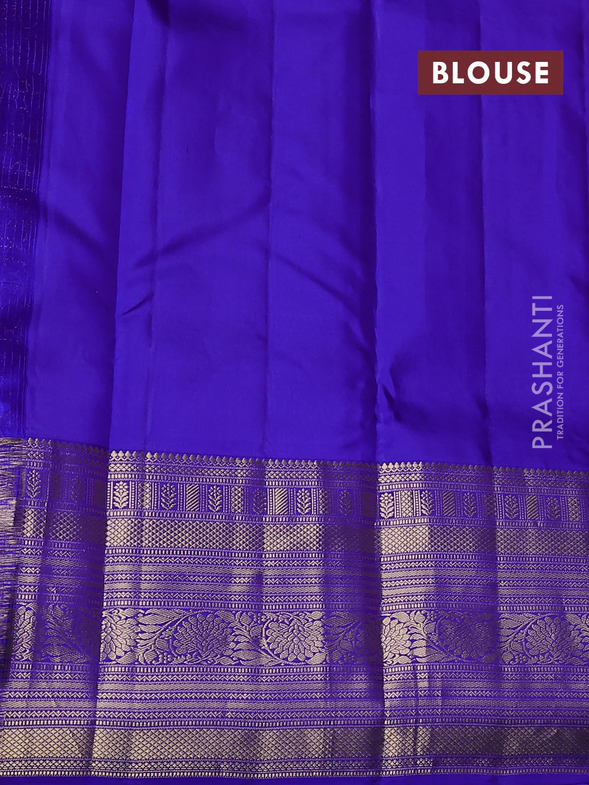 Pure kanchipuram silk saree dual shade of orange and blue with zari woven buttas and long zari woven korvai border - Image 3