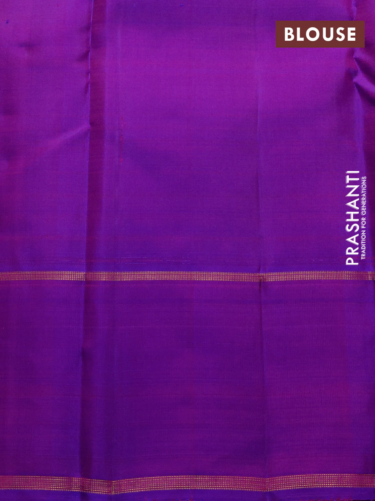 Pure kanchipuram silk saree dual shade of orange and purple with allover zari stripe pattern and zari woven butta border - Image 4
