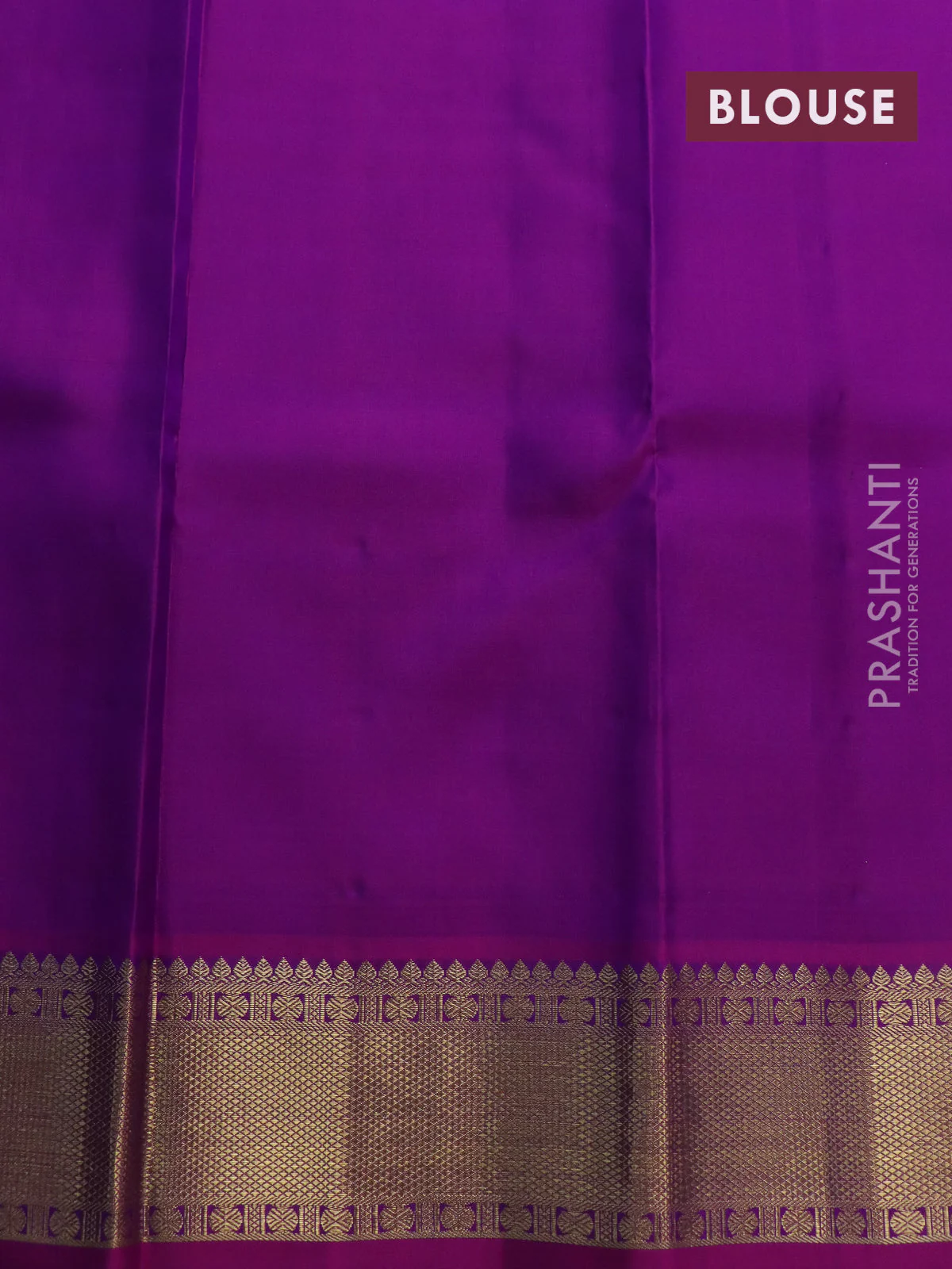 Pure kanchipuram silk saree dual shade of peacock blue and purple with allover zari checks & buttas and zari woven border - Image 5