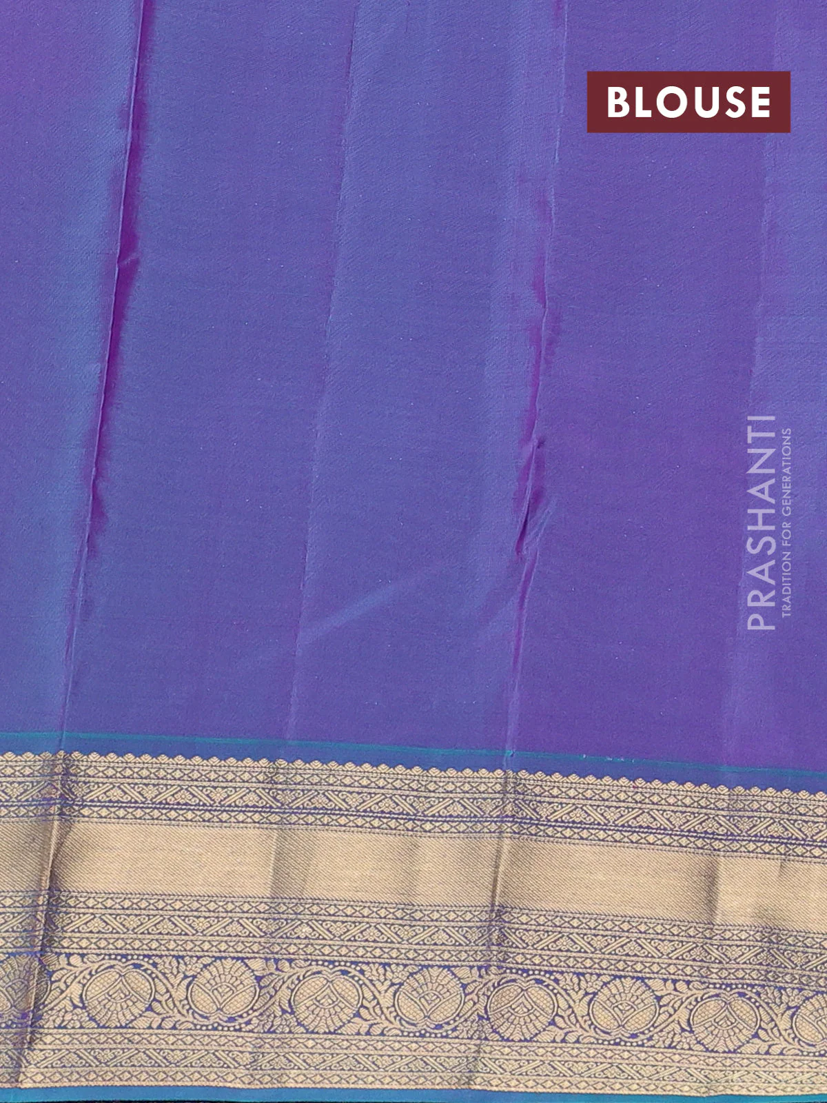 Pure kanchipuram silk saree dual shade of pink and cs blue with allover zari weaves & buttas and zari woven border - Image 4