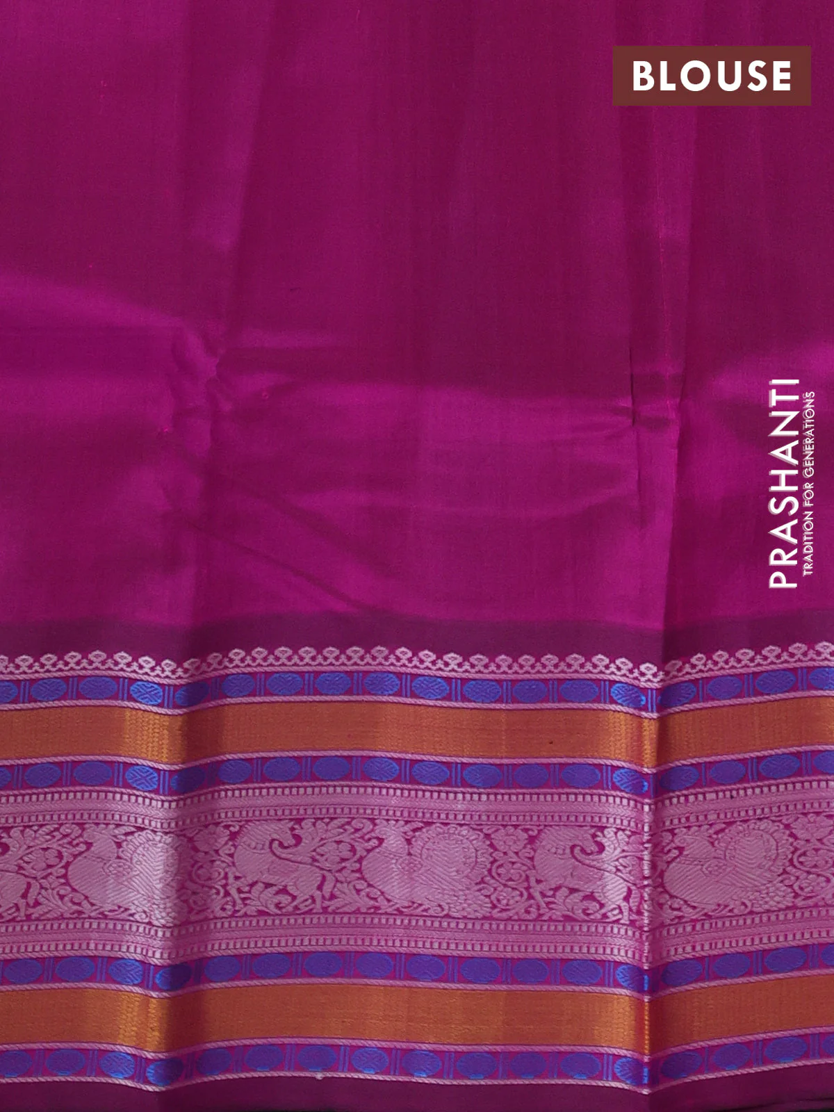 Pure kanchipuram silk saree dual shade of pink and dark magenta pink with thread woven buttas and long thread woven border - Image 4