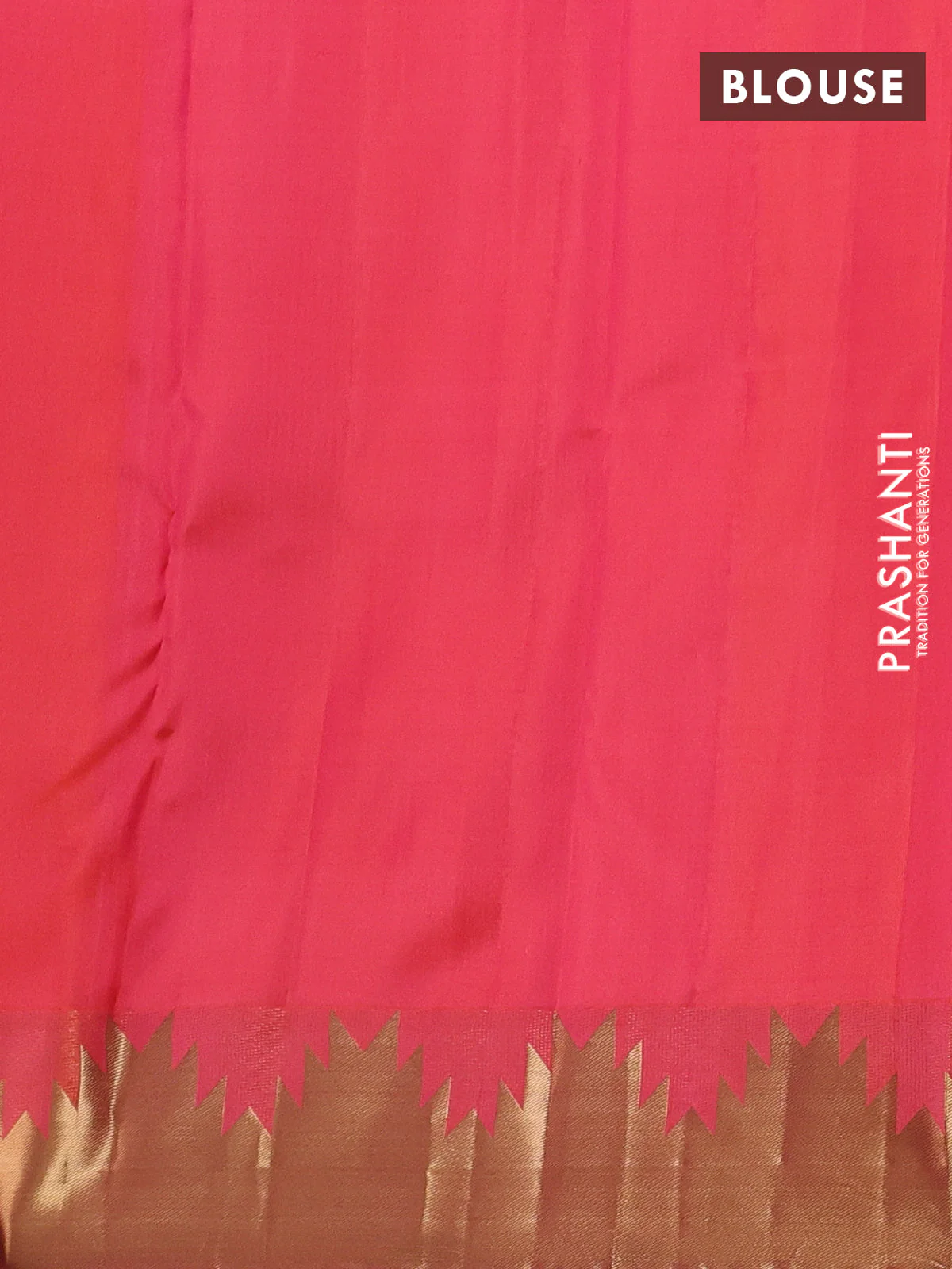 Pure kanchipuram silk saree dual shade of pink with plain body and temple zari woven border - Image 3