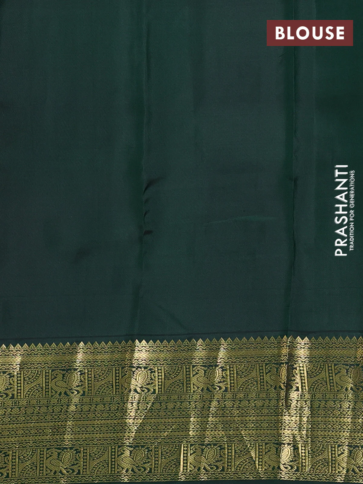 Pure kanchipuram silk saree dual shade of pinkish orange and bottle green with zari woven buttas and long zari woven border - Image 3