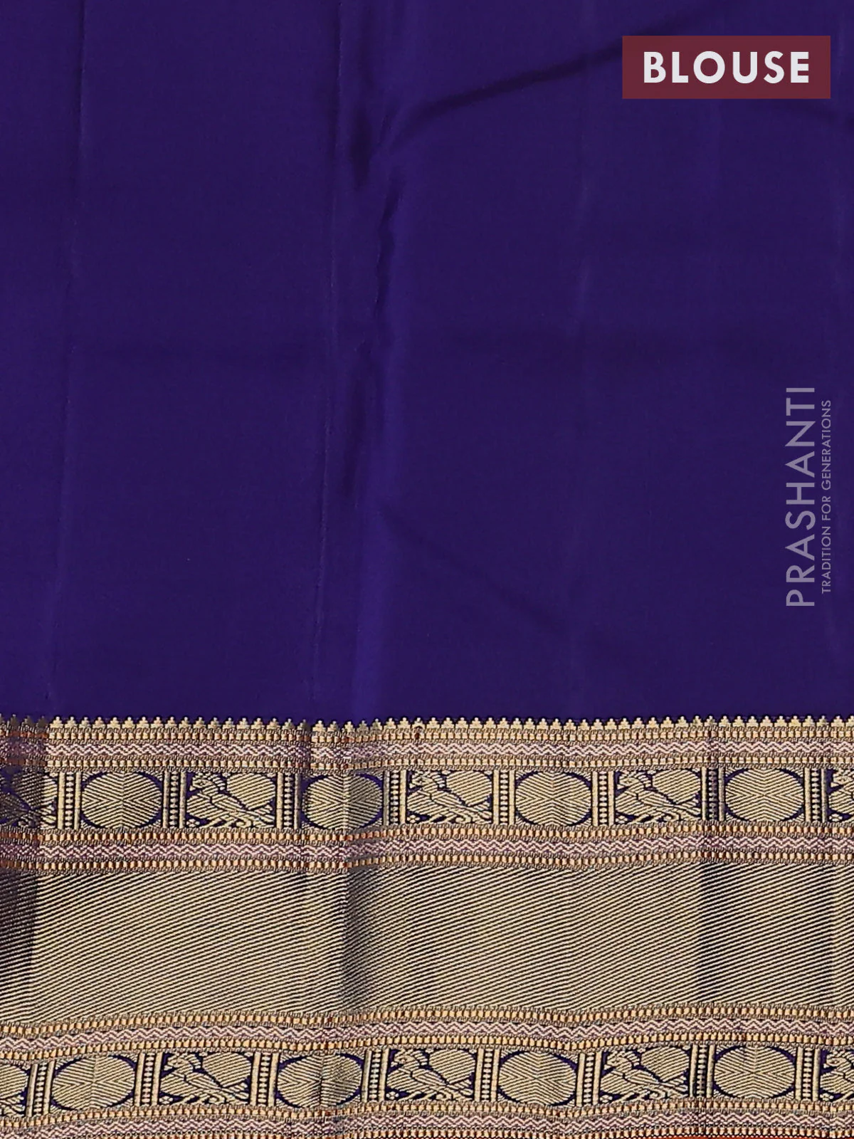 Pure kanchipuram silk saree dual shade of pinkish orange and navy blue with zari woven buttas and zari woven border - Image 3
