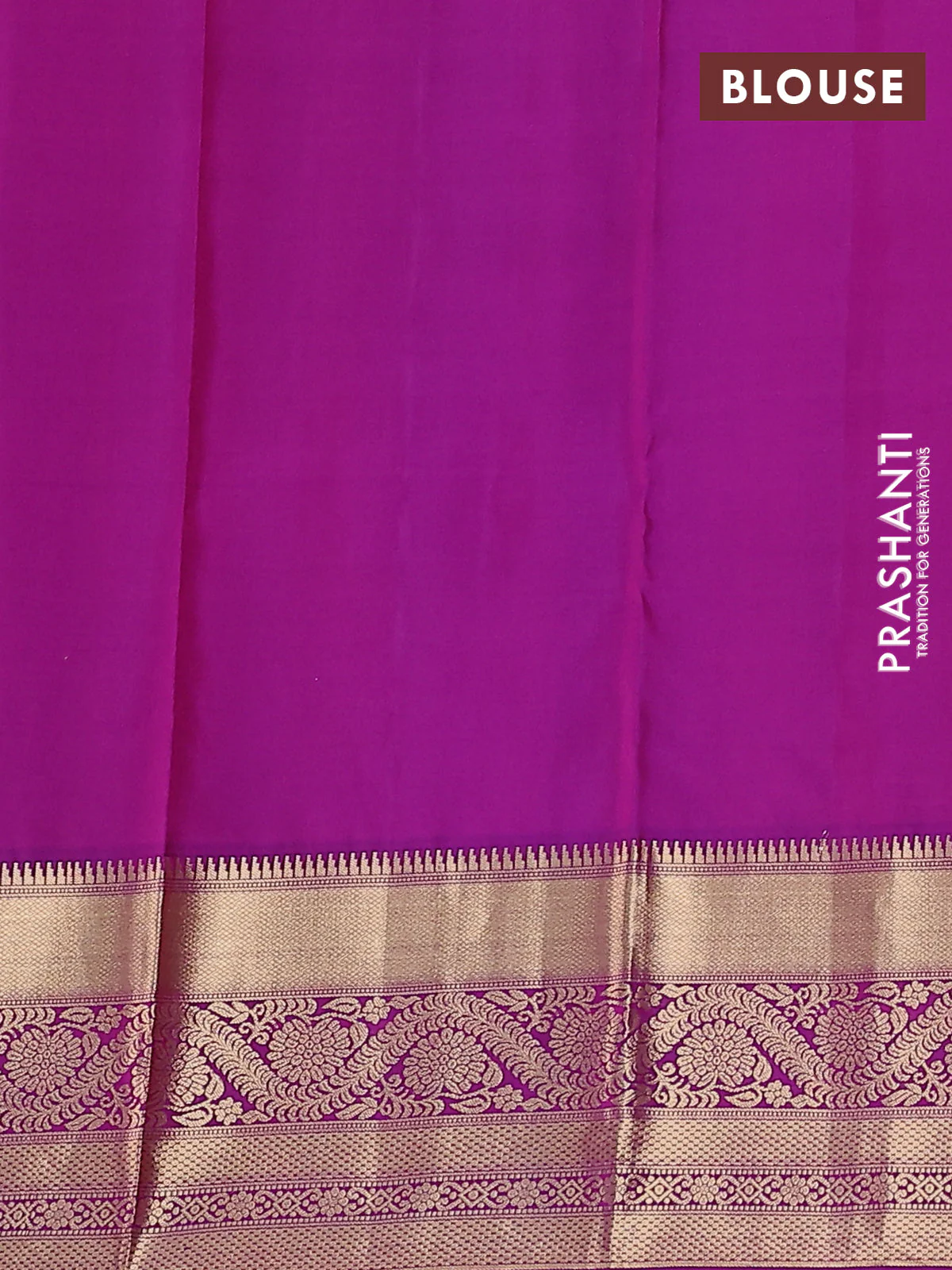 Pure kanchipuram silk saree dual shade of pinkish orange and purple with allover zari woven buttas and rich zari woven border - Image 3