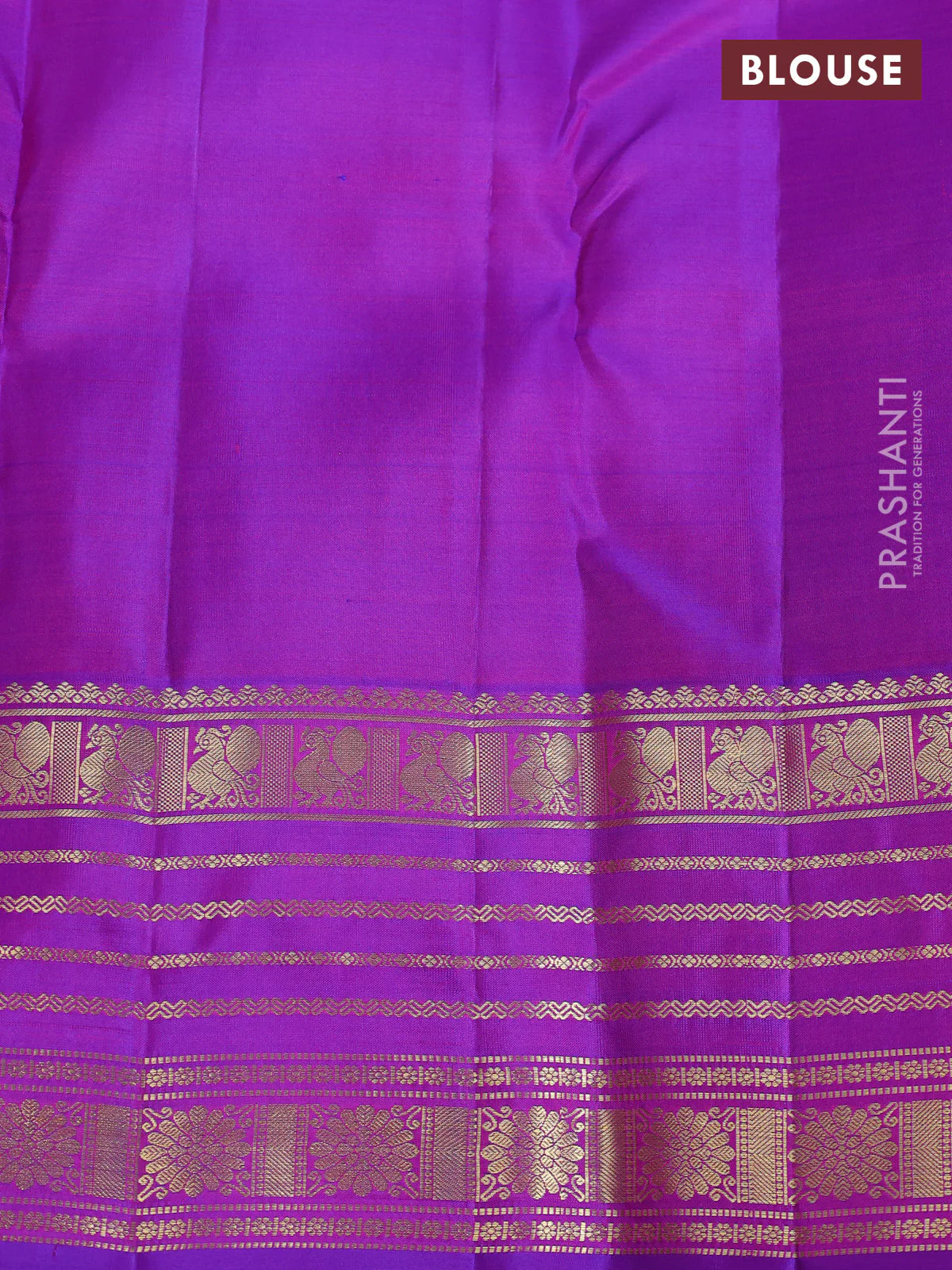 Pure kanchipuram silk saree dual shade of pinkish orange and purple with zari woven buttas and rich zari woven border - Image 4