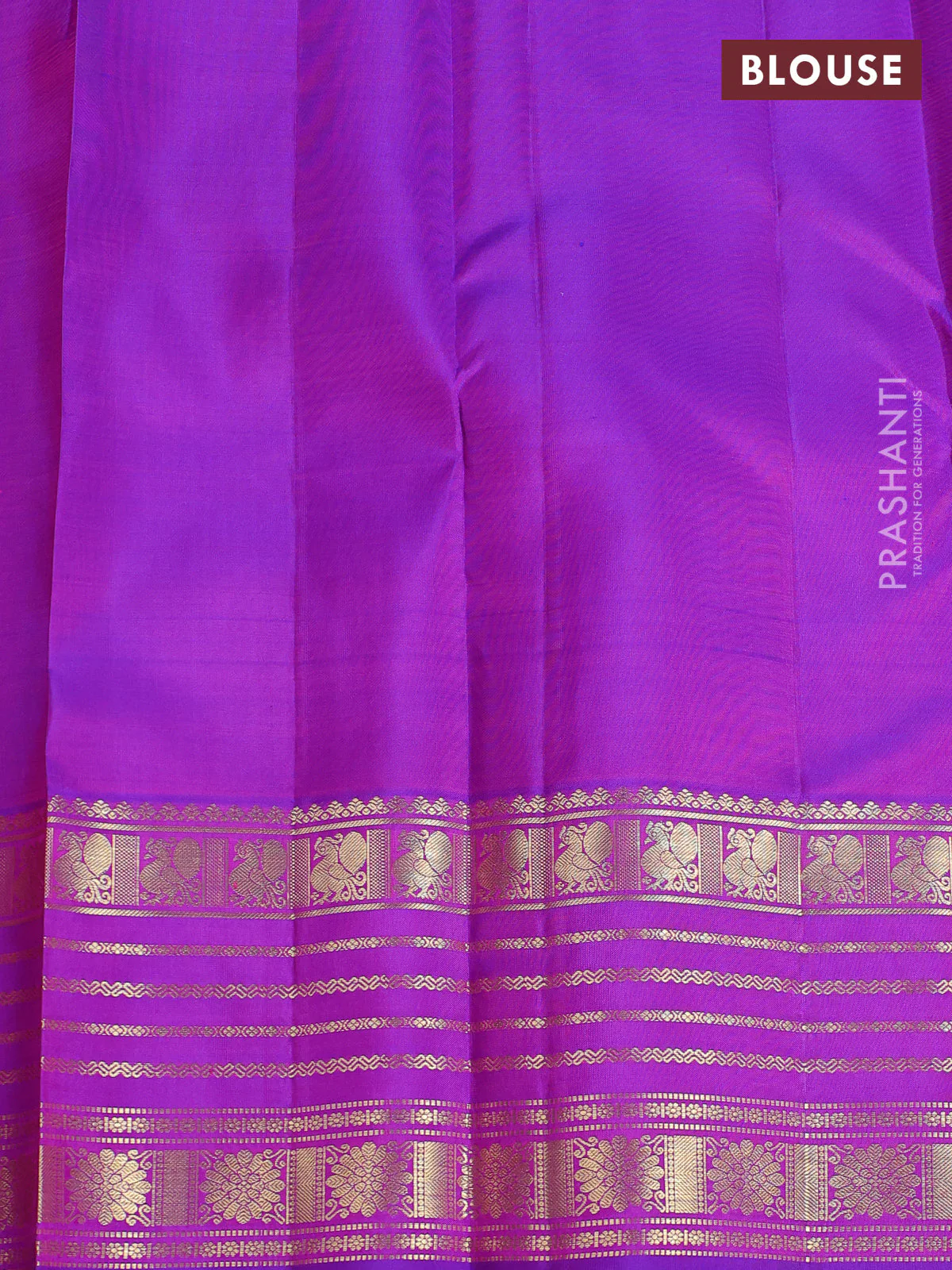 Pure kanchipuram silk saree dual shade of pinkish orange and purple with zari woven buttas and rich zari woven border - Image 4