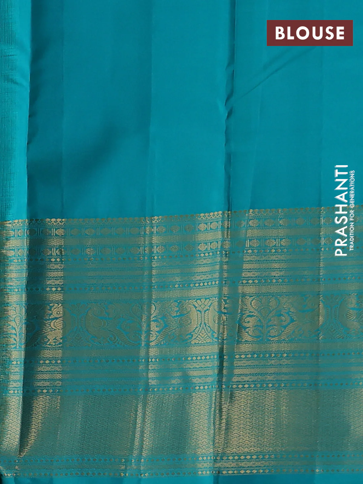 Pure kanchipuram silk saree dual shade of pinkish orange and teal blue with zari woven buttas and long zari woven korvai border - Image 3