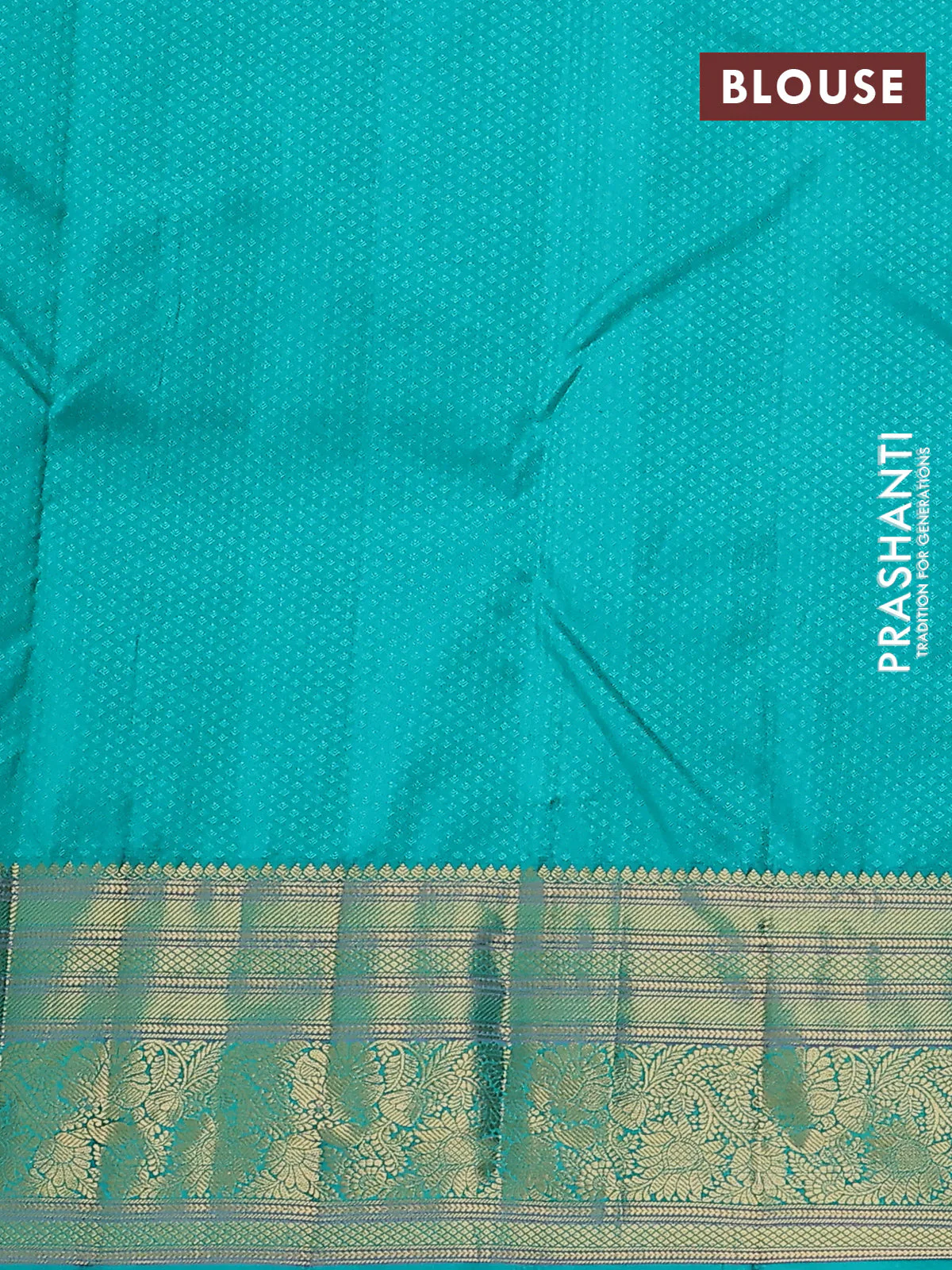 Pure kanchipuram silk saree dual shade of pinkish orange and teal green with allover self emboss & zari buttas and zari woven floral border - Image 3