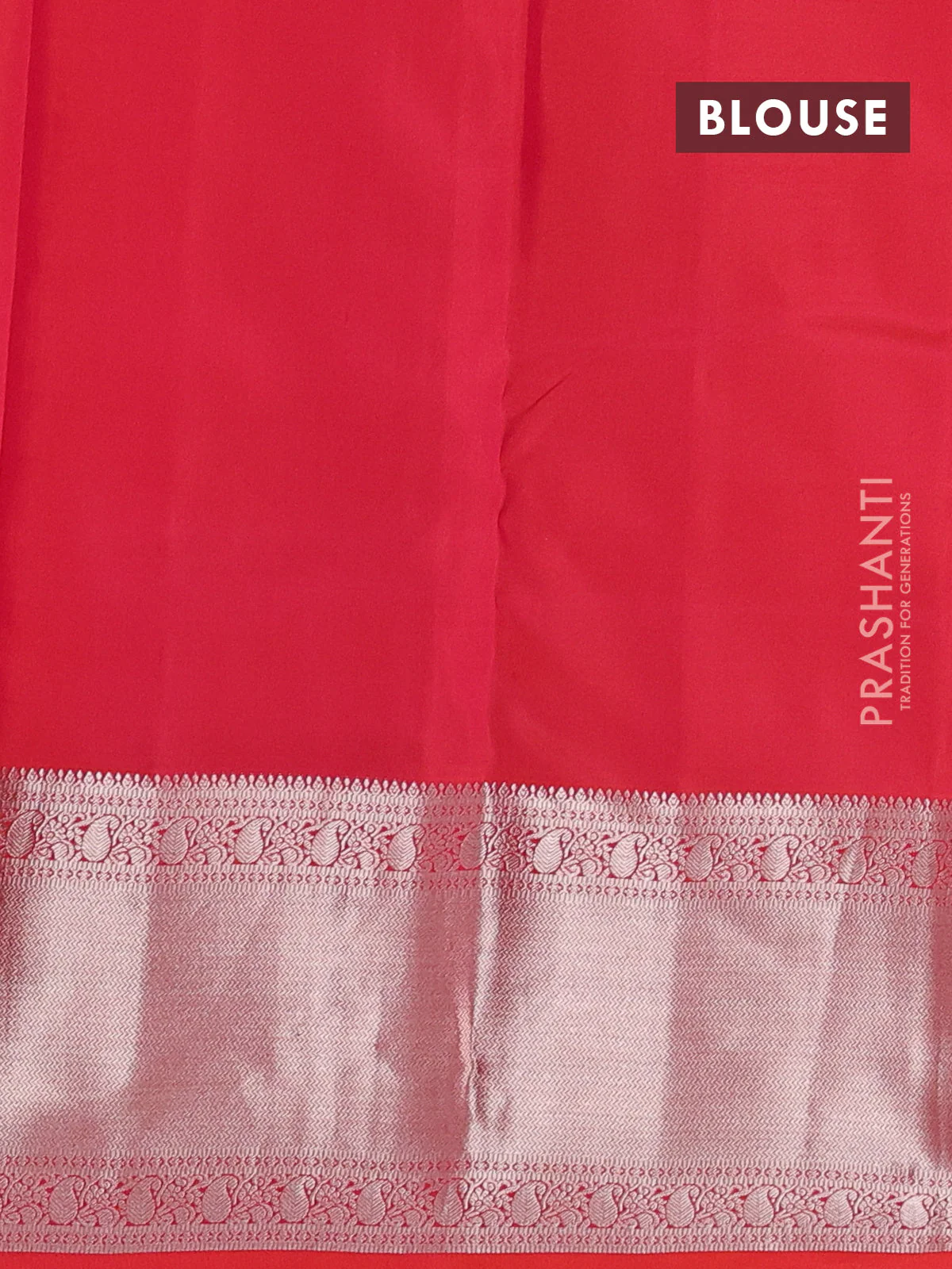 Pure kanchipuram silk saree dual shade of pinkish orange with allover silver zari weaves & buttas and long silver zari woven border - Image 4