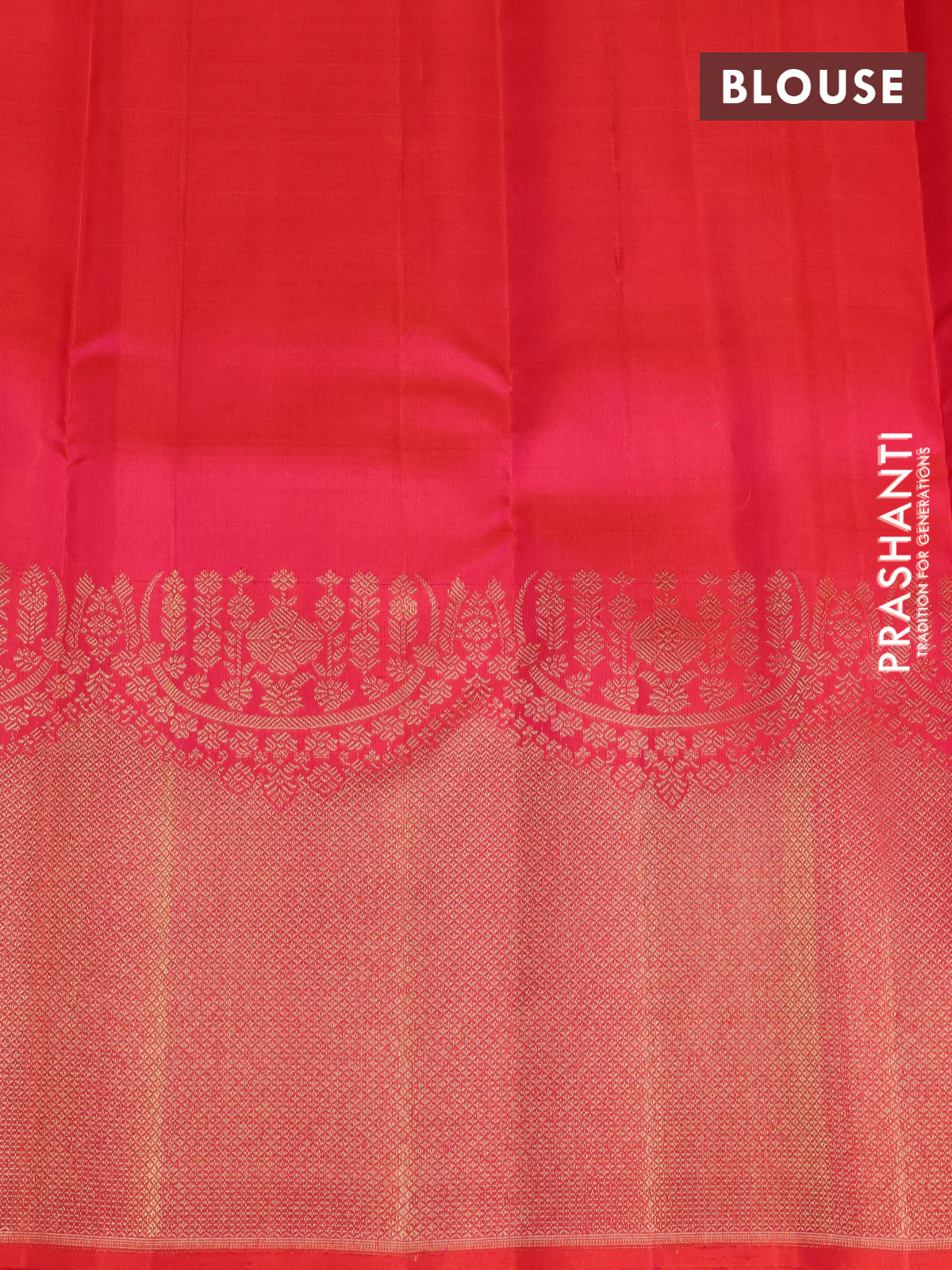 Pure kanchipuram silk saree dual shade of pinkish orange with annam & rudhraksha zari woven buttas and long zari woven border - Image 4