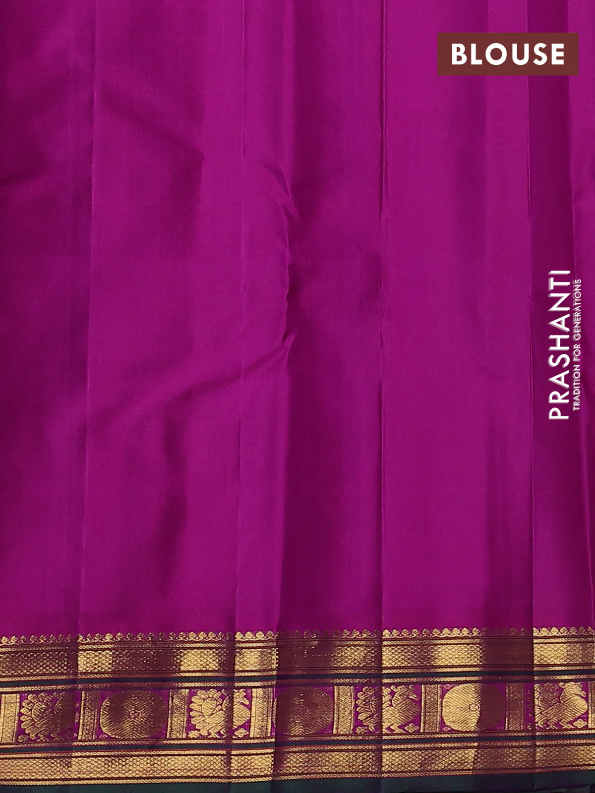Pure kanchipuram silk saree dual shade of purple and pink with zari woven buttas and zari woven border - Image 3