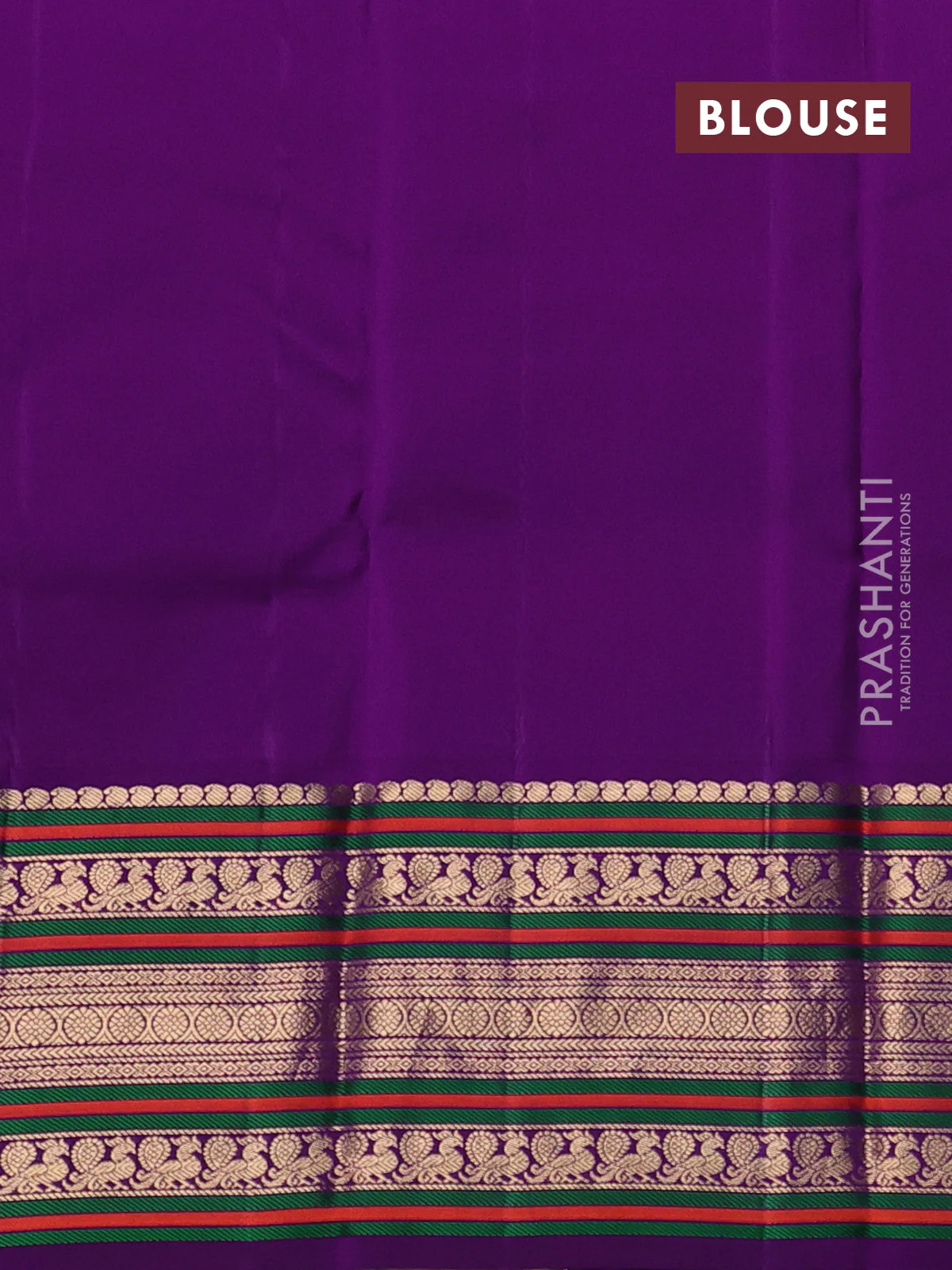 Pure kanchipuram silk saree dual shade of teal bluish green and purple with zari woven buttas and rich zari woven korvai border - Image 4