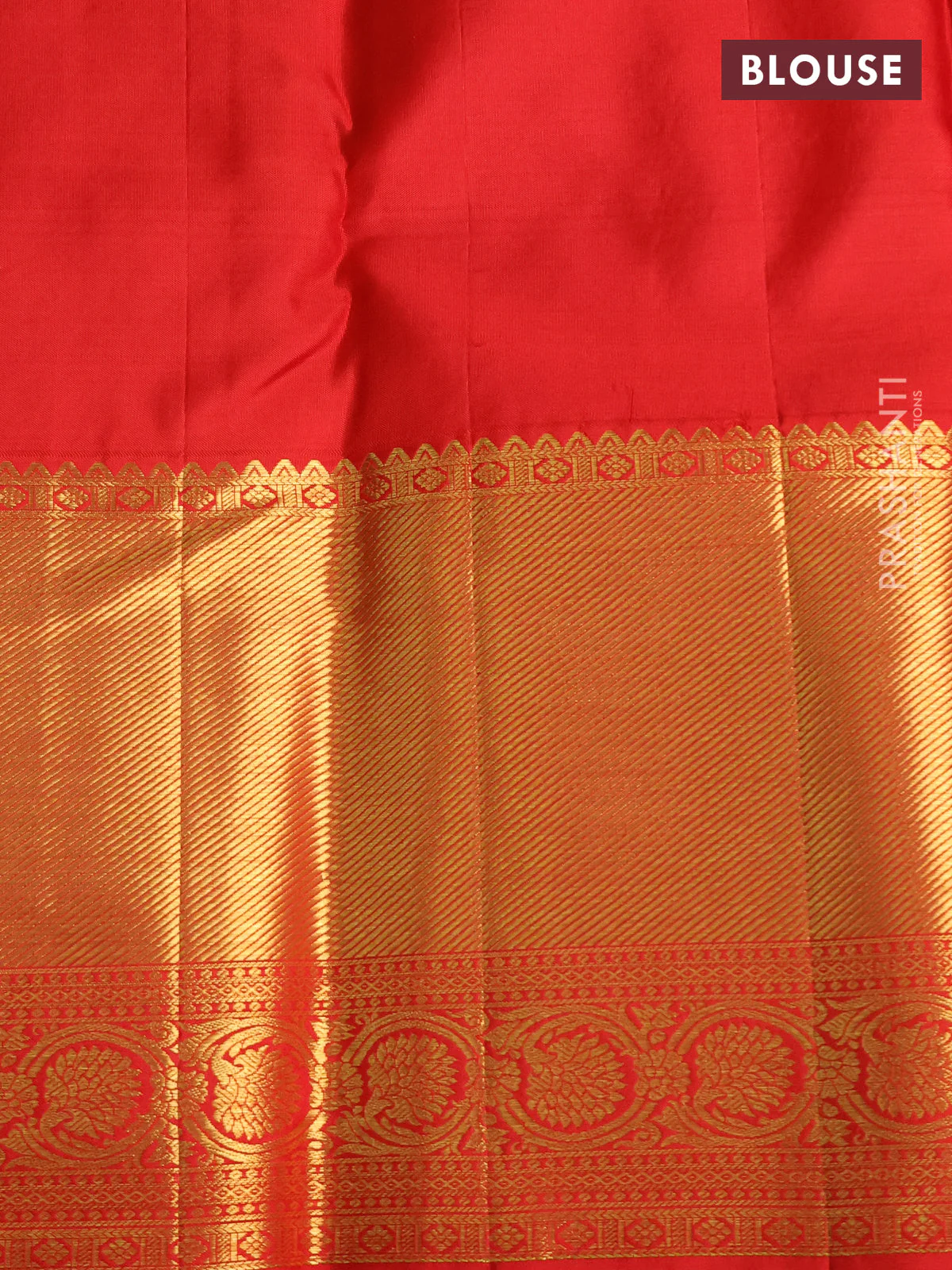 Pure kanchipuram silk saree dual shade of teal bluish green and red with allover zari woven brocade weaves and zari woven border - Image 4