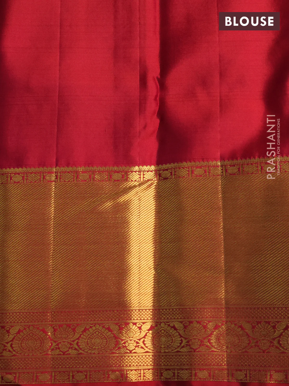 Pure kanchipuram silk saree dual shade of teal bluish green and red with allover zari woven brocade weaves and zari woven border - Image 4