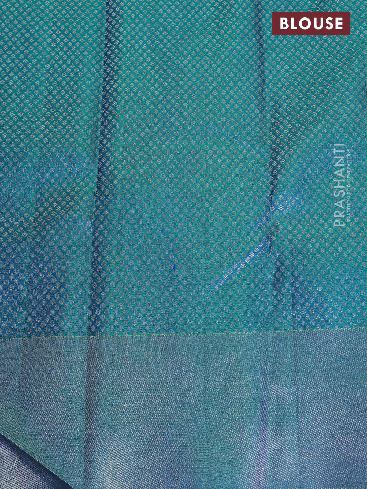 Pure kanchipuram silk saree dual shade of teal green with bird motif weaves and silver zari woven border - Image 11