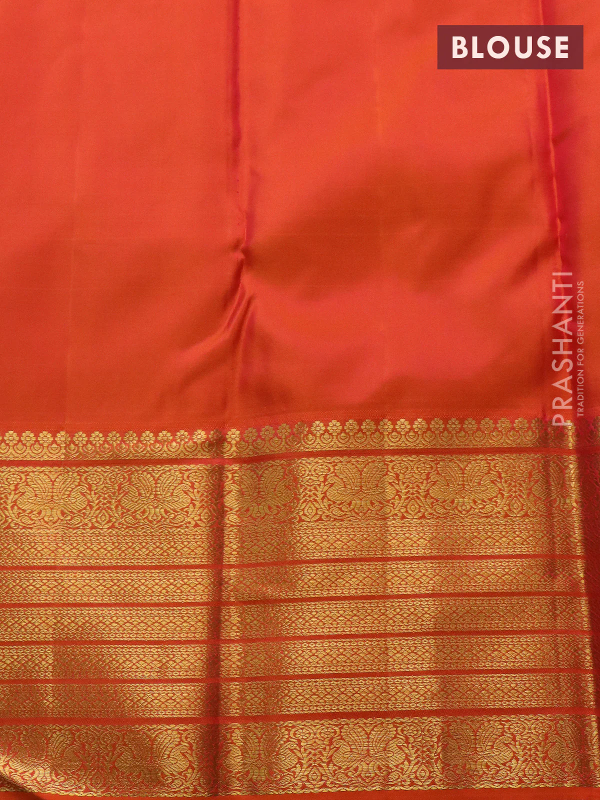 Pure kanchipuram silk saree fluorescent green and orange with silver & gold zari woven bird weaves and long zari woven korvai border - Image 4