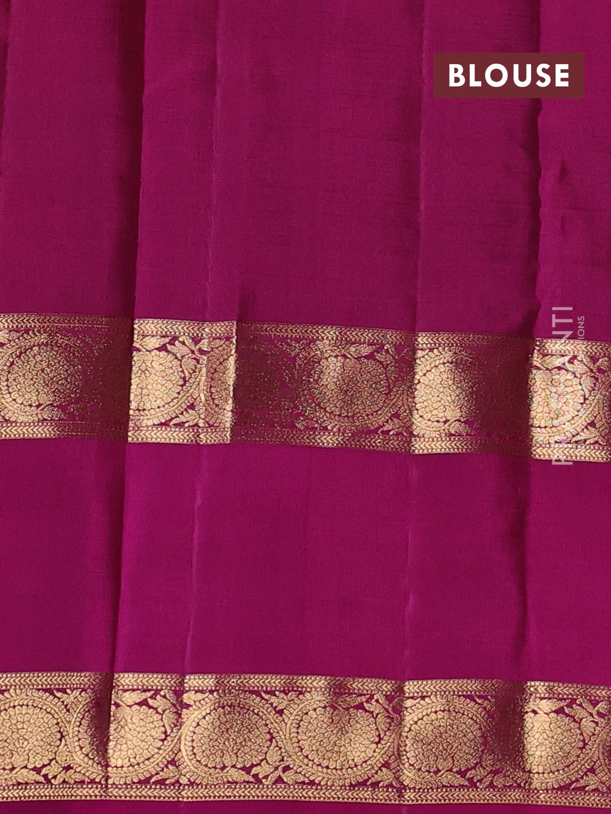 Pure kanchipuram silk saree green and magenta pink with allover zari checked pattern and rettapet zari woven border - Image 4