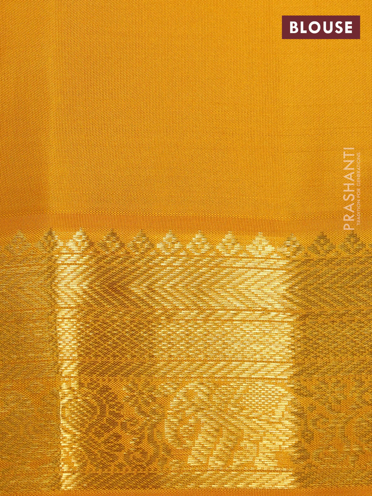 Pure kanchipuram silk saree green and mustard yellow with allover zari weaves & buttas and zari woven korvai border - Image 4
