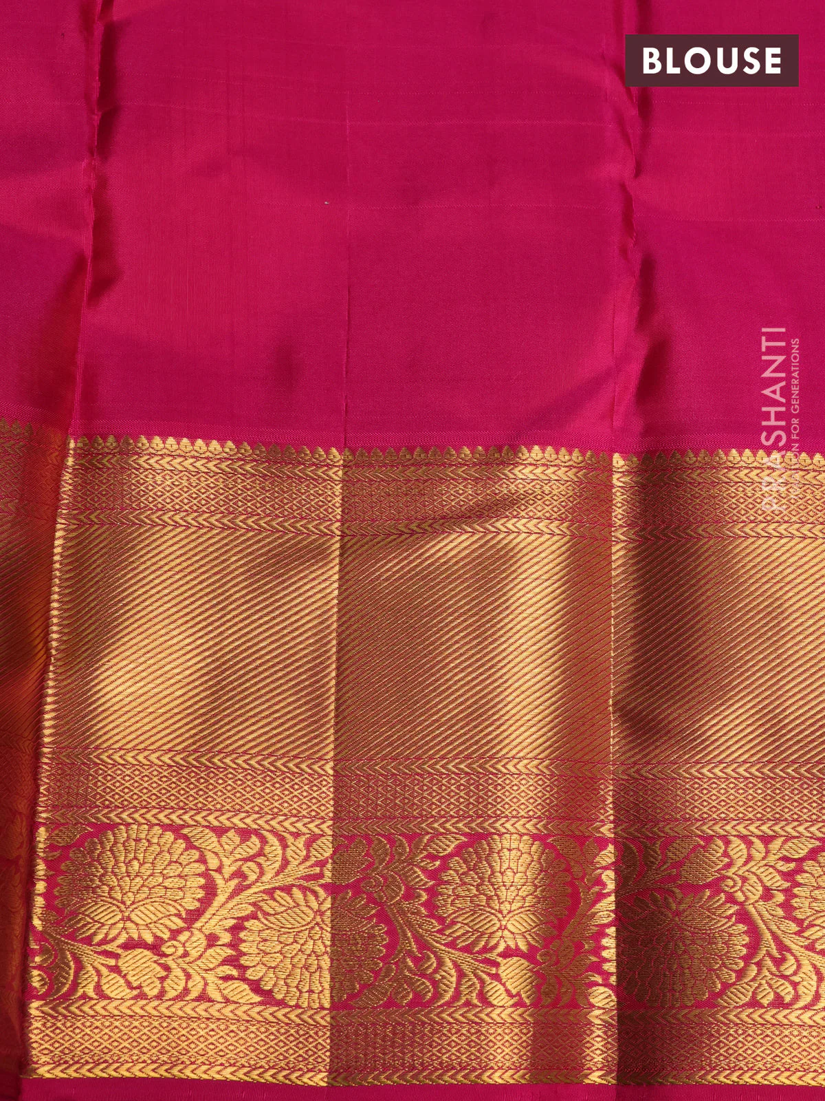 Pure kanchipuram silk saree green and pink with allover zari woven brocade weaves and long rich zari woven border - Image 4