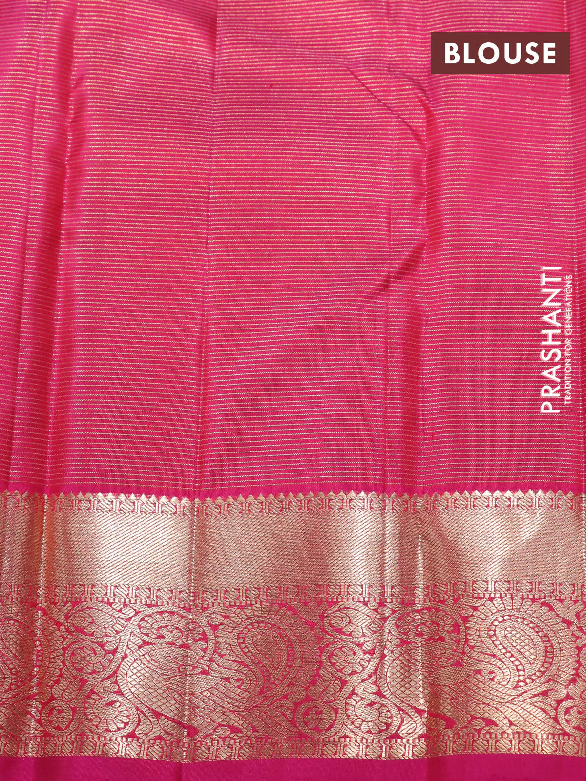 Pure kanchipuram silk saree green and pink with allover zari woven brocade weaves and rich zari woven border - Image 4