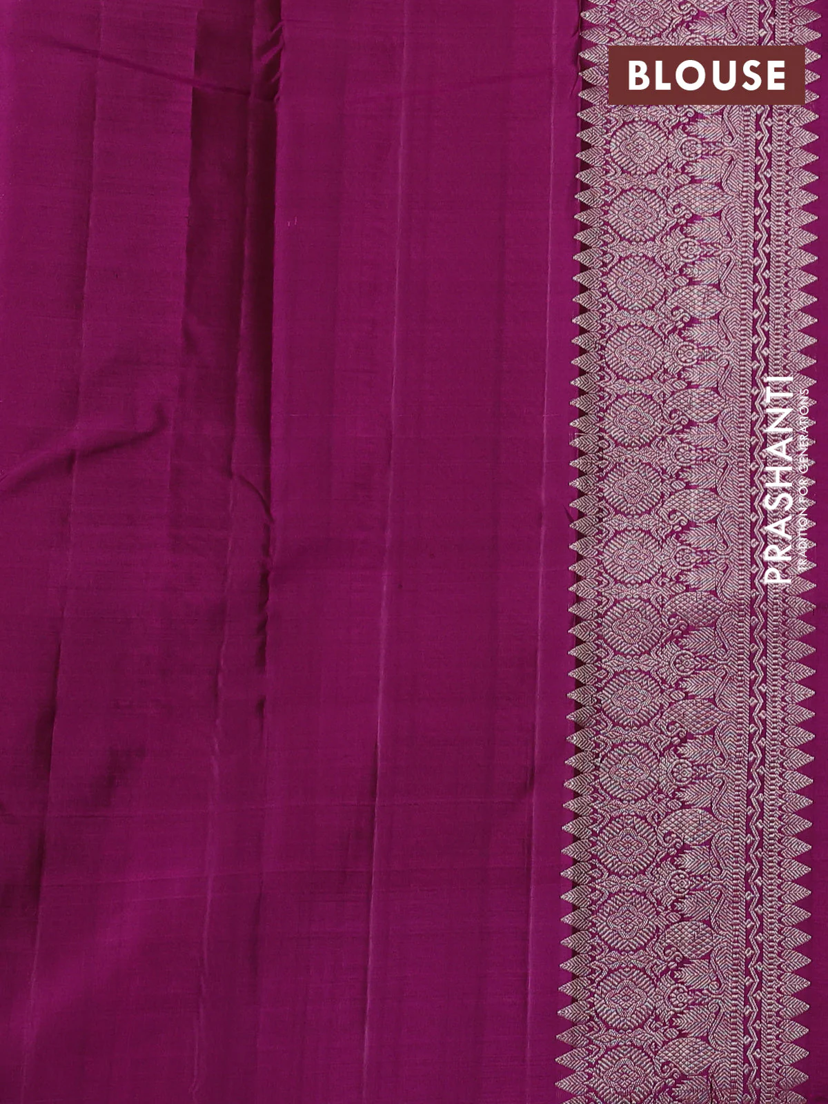 Pure kanchipuram silk saree green and purple with allover silver weaves & buttas and simple border - Image 4