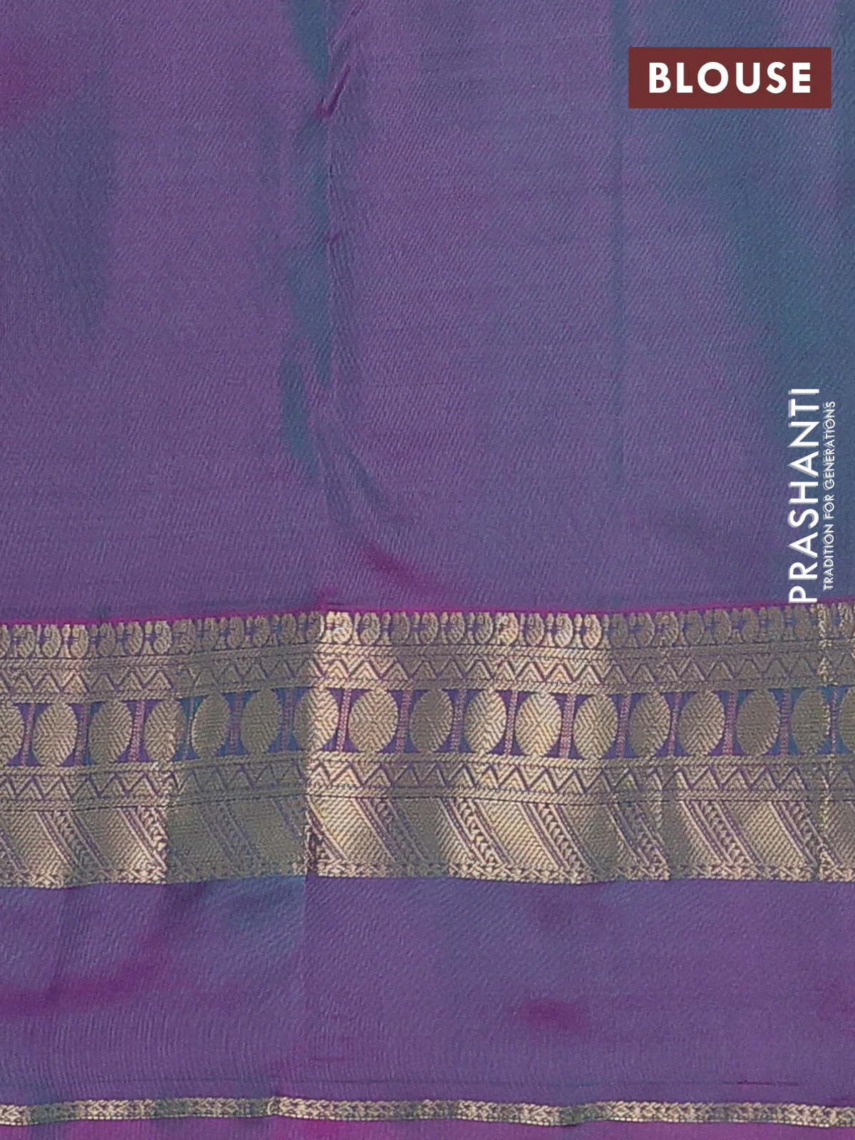 Pure kanchipuram silk saree green and purple with allover zari woven buttas and rettapet zari woven border - Image 4