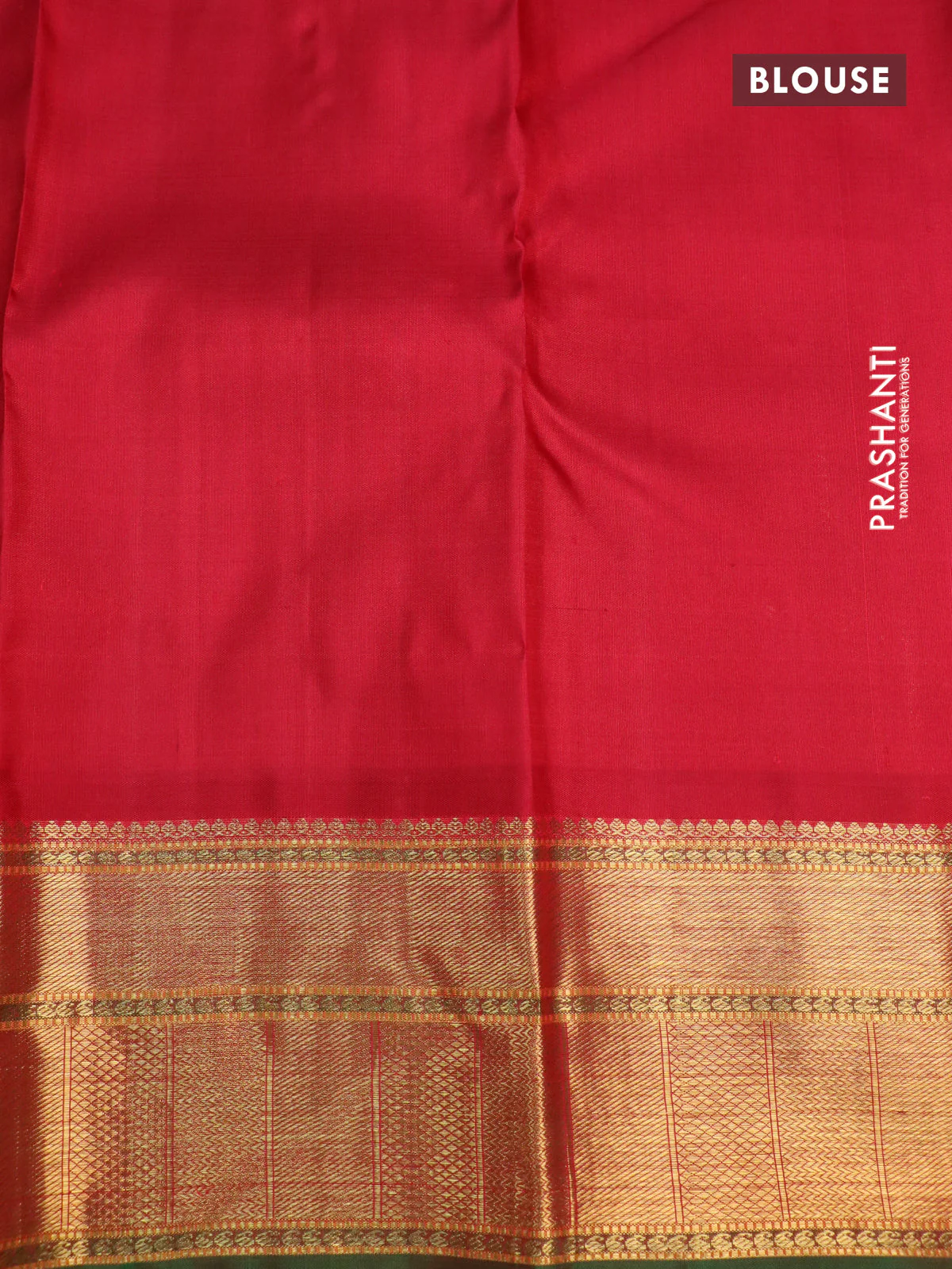 Pure kanchipuram silk saree green and red with zari woven buttas and zari woven border - Image 5