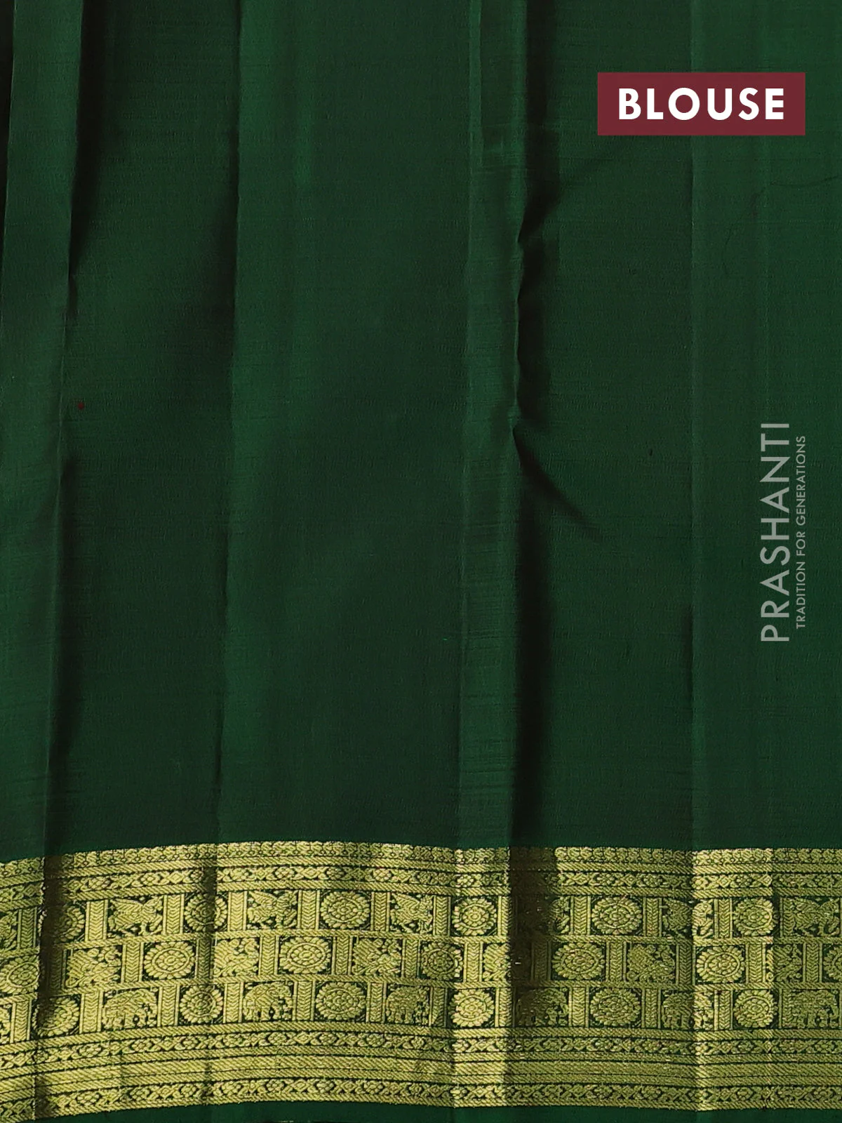 Pure kanchipuram silk saree green with allover annam zari woven buttas and zari woven border - Image 5