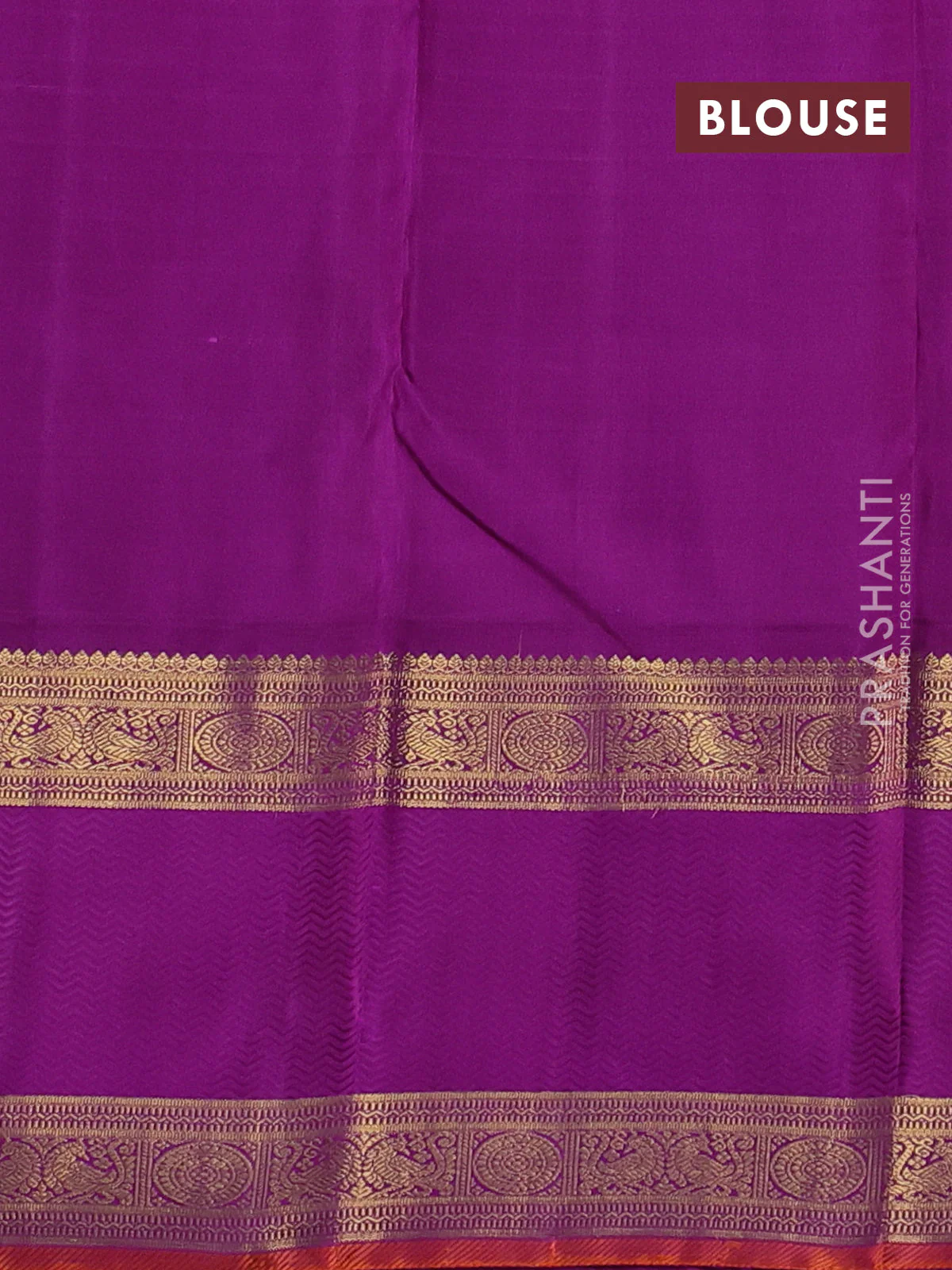 Pure kanchipuram silk saree grey and purple with allover zari checks & buttas and long rettapet zari woven korvai border - Image 4