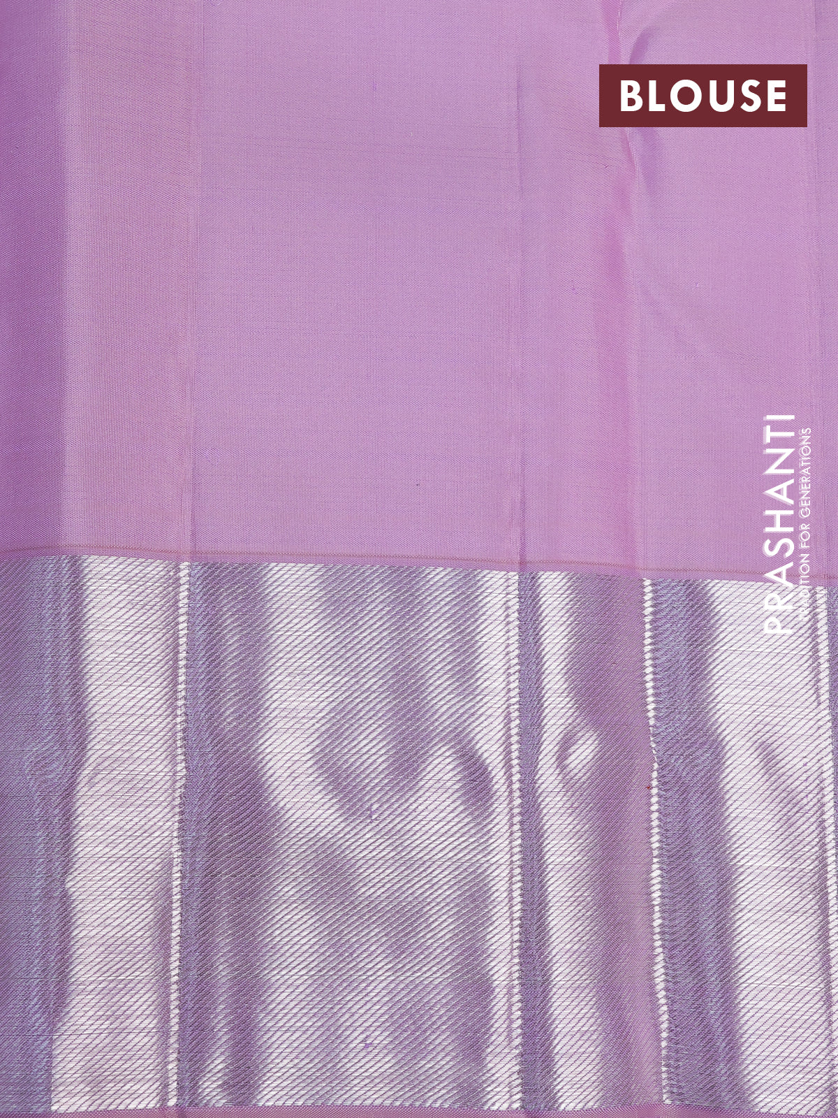 Pure kanchipuram silk saree lavender shade with allover silver zari woven brocade weaves and silver zari woven border - Image 6