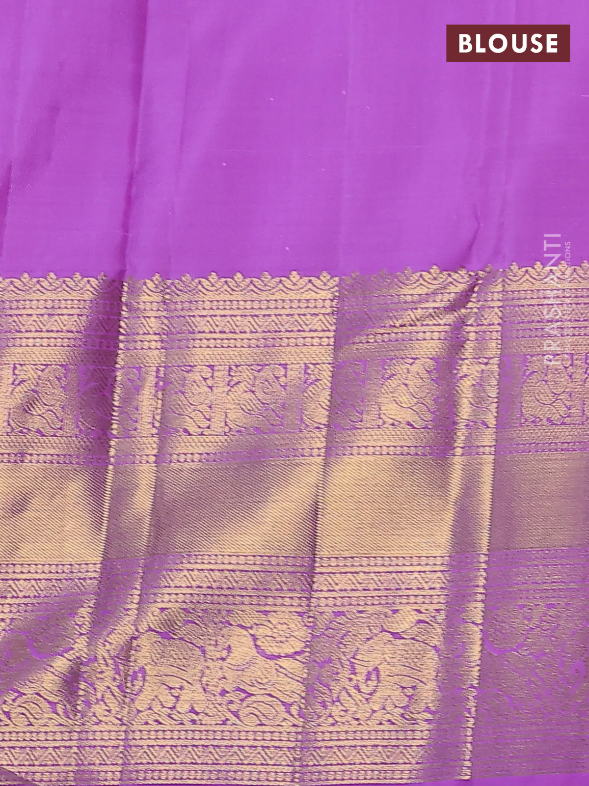 Pure kanchipuram silk saree lavender with allover silver zari woven brocade weaves and long zari woven border - Image 4