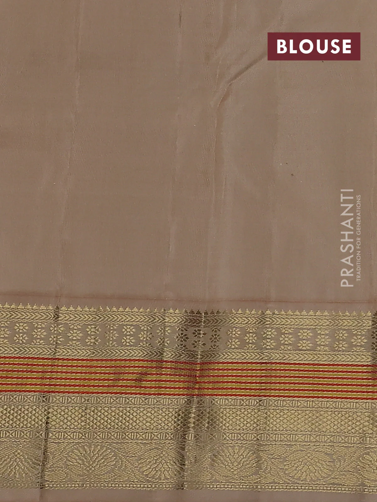 Pure kanchipuram silk saree light blue and sandal with allover self emboss & zari weaves and zari woven korvai border - Image 3
