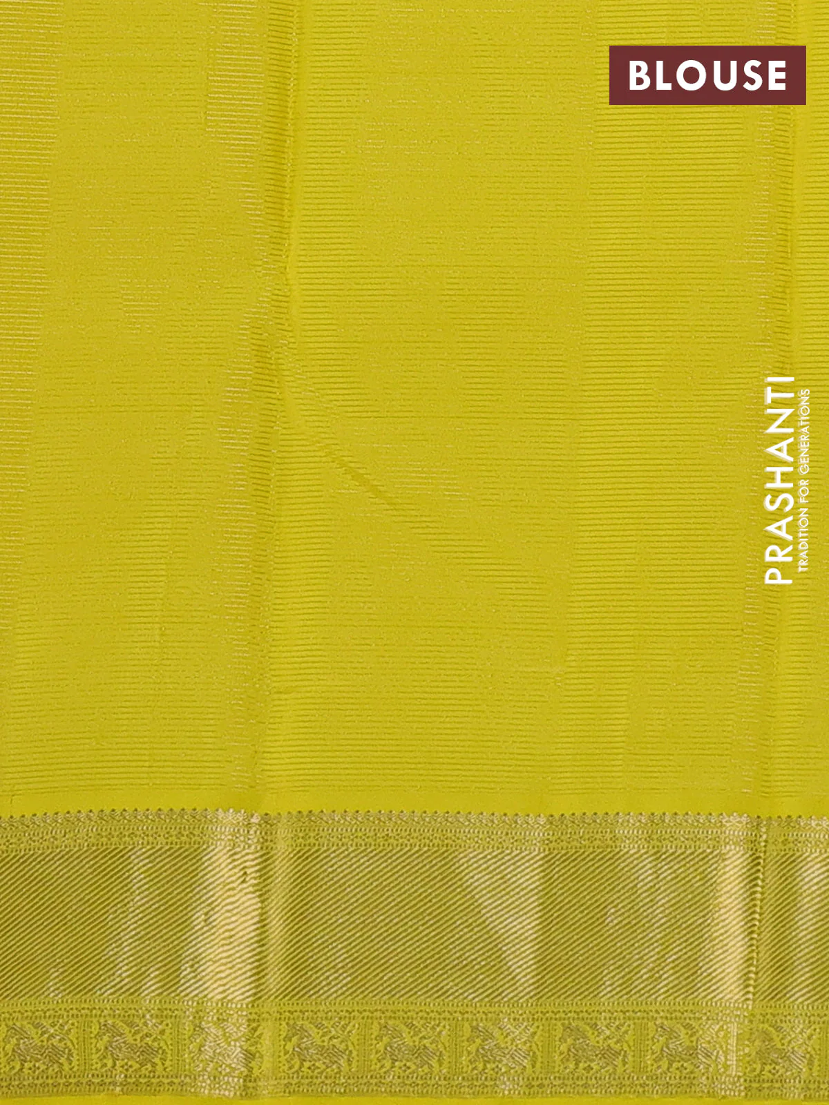 Pure kanchipuram silk saree lime yellow with allover zari weaves & buttas and rich zari woven border - Image 4