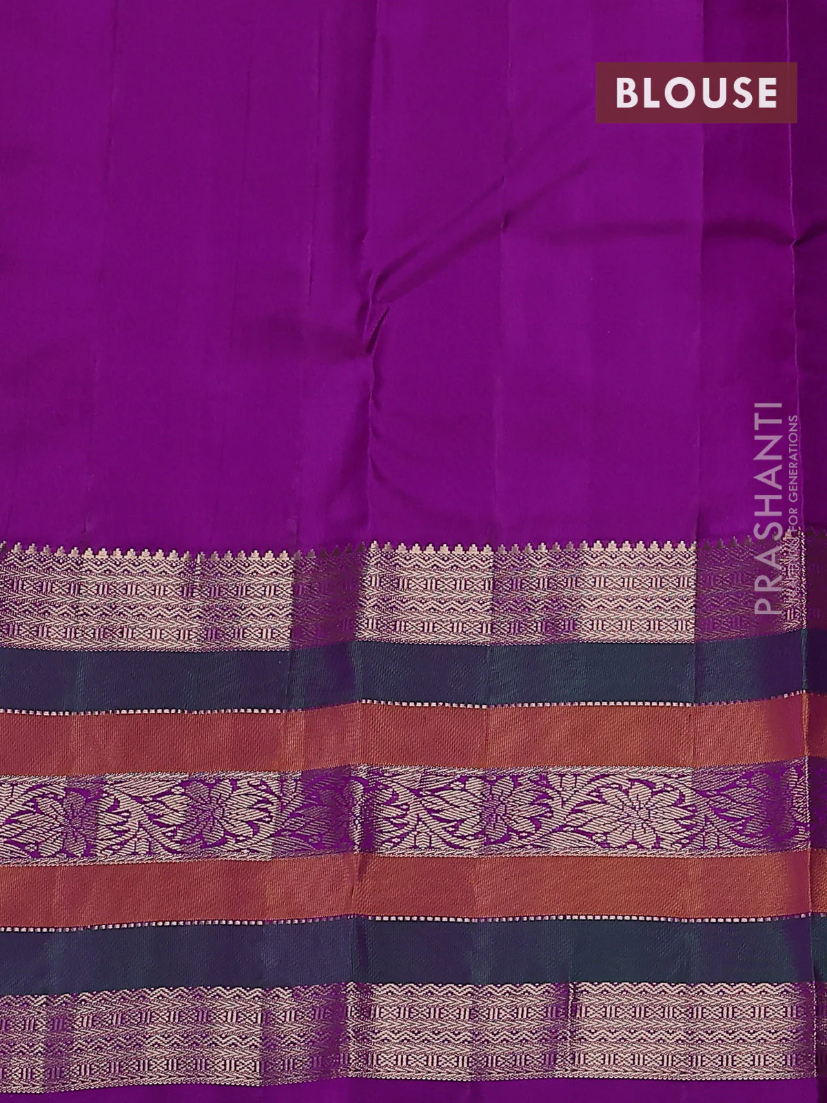 Pure kanchipuram silk saree lotus pink and navy blue with zari woven buttas and zari woven border - Image 3