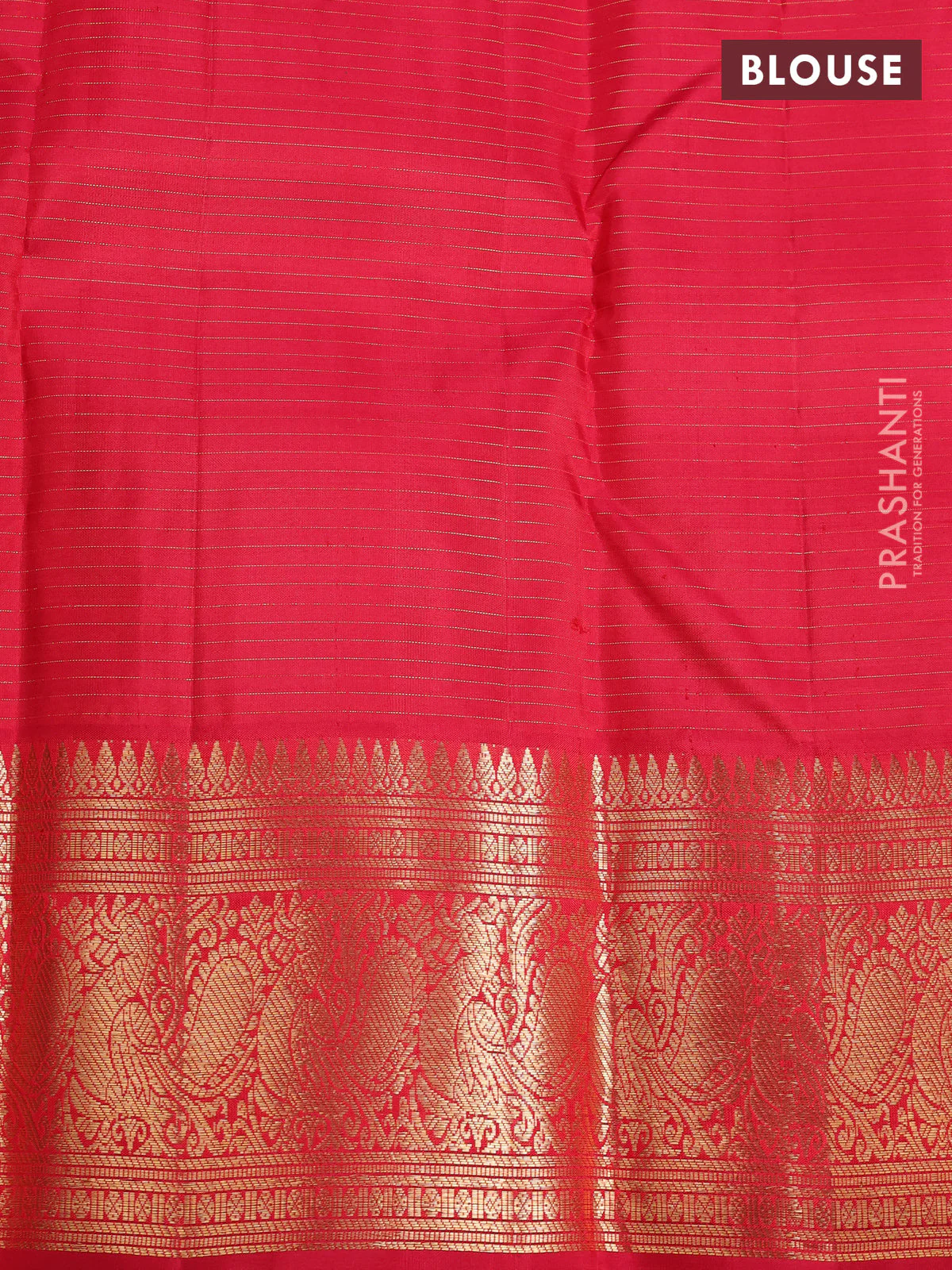Pure kanchipuram silk saree manthulir green and red with allover zari checks & buttas and annam zari woven border - Image 4