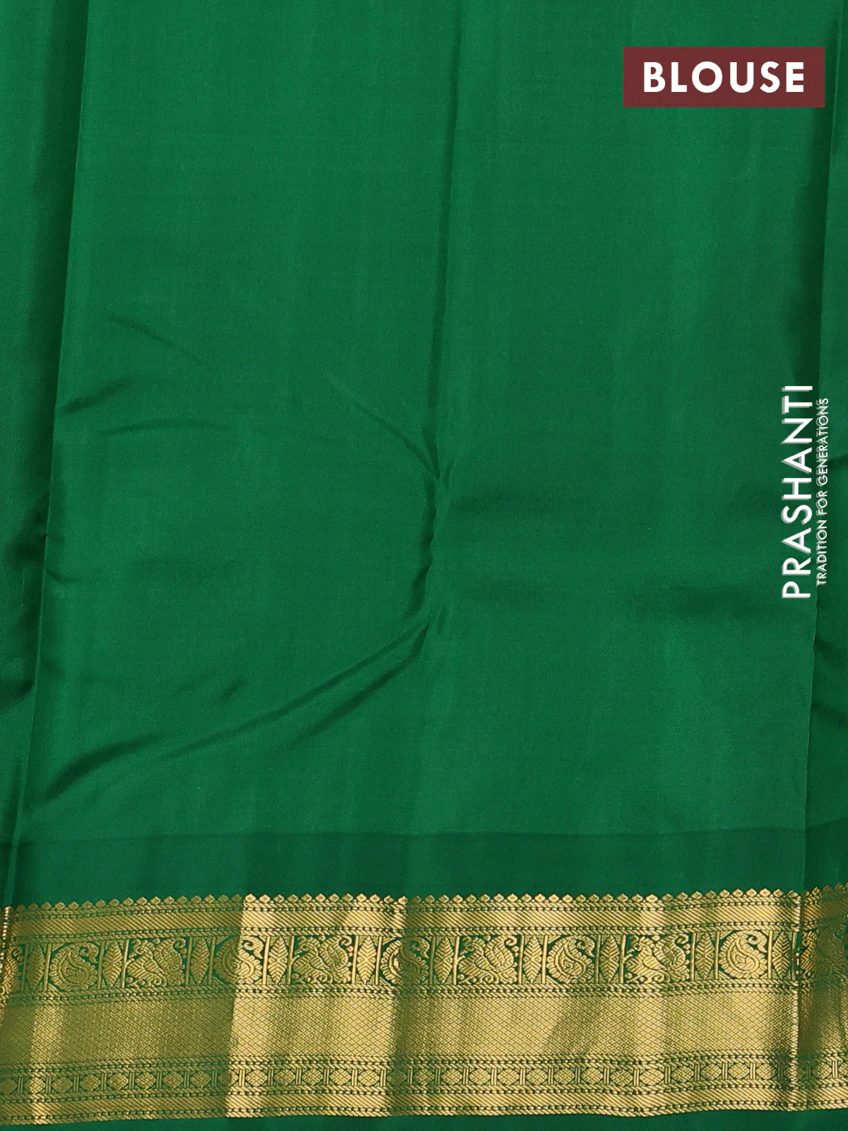 Pure kanchipuram silk saree maroon and green with zari woven buttas and temple design zari woven border - Image 3