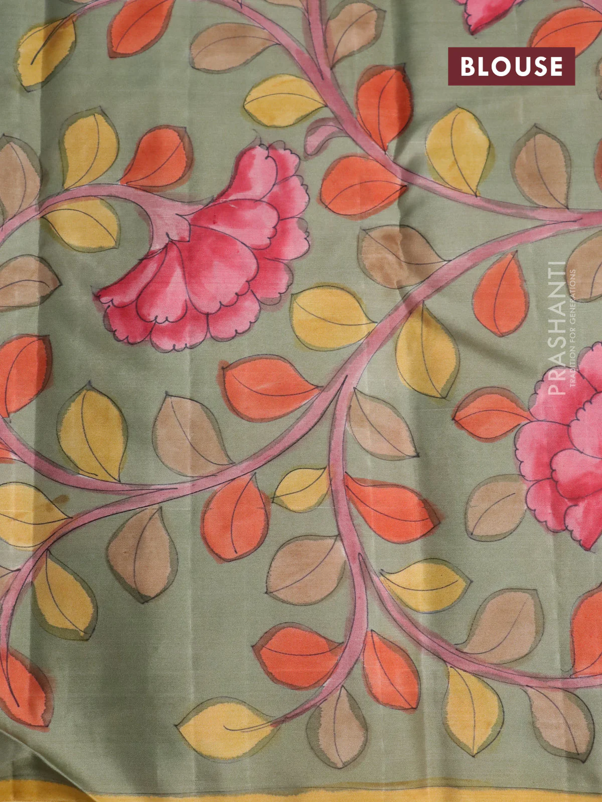 Pure kanchipuram silk saree maroon and grey shade with allover zari woven brocade weaves and kalamkari printed pallu & border - Image 4
